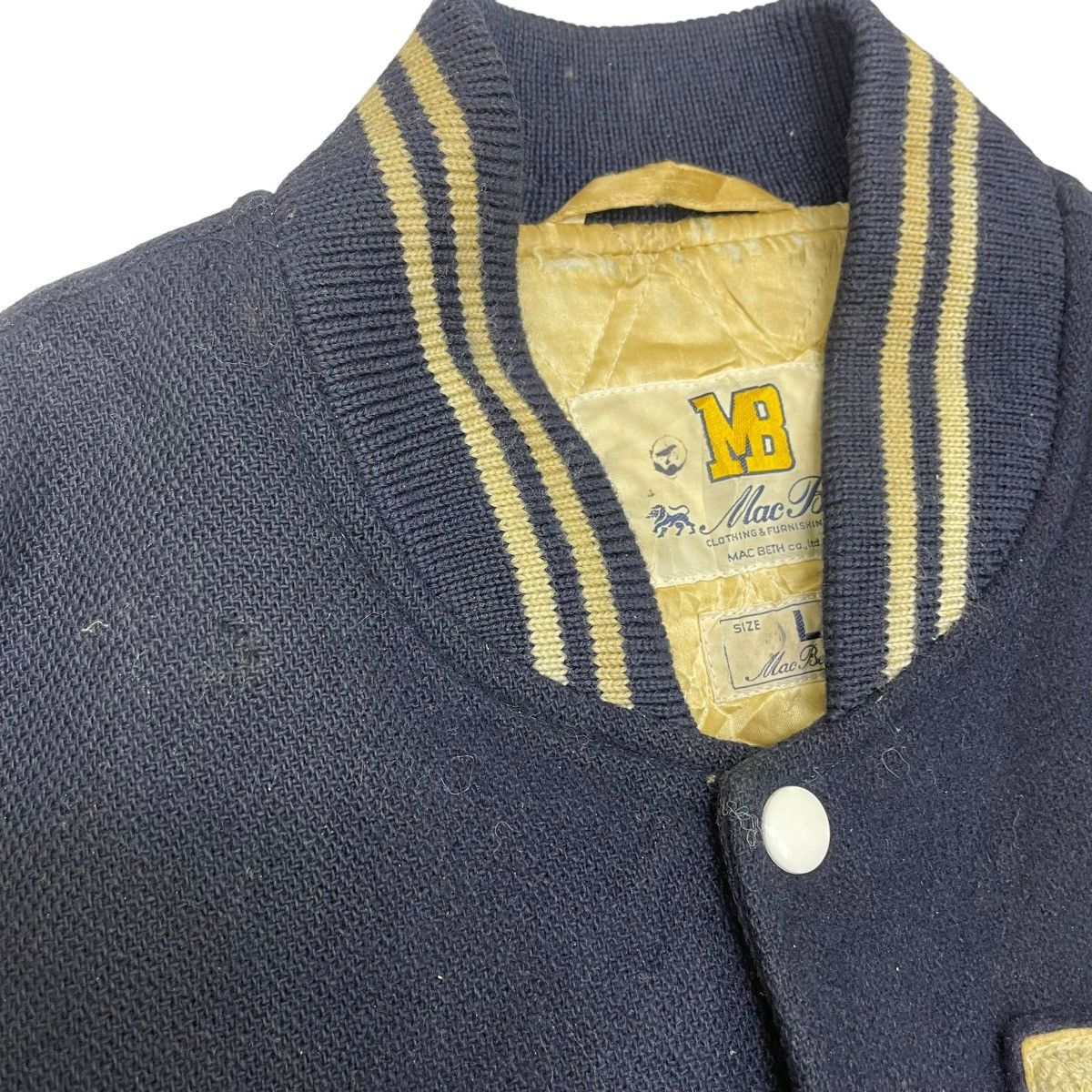 Macbeth × Vintage Vintage Trashed Varsity MacBeth Letterman Jacket Size US M / EU 48-50 / 2 - 4 Thumbnail