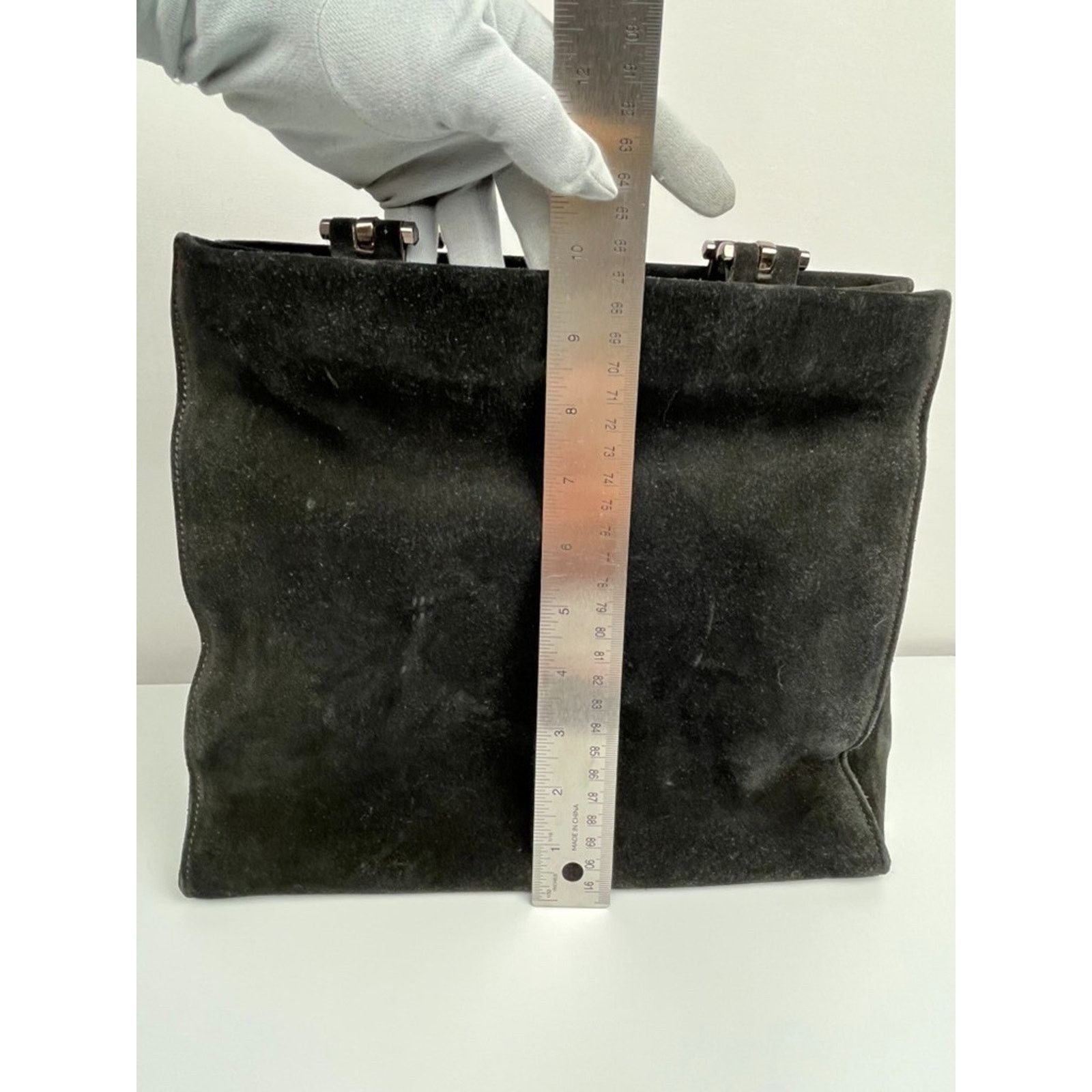Gucci Gucci Black Suede Silver-Tone Handle Bag Vintage Size ONE SIZE - 18 Thumbnail