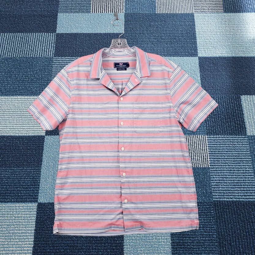 Vineyard Vines Vineyard Vines Button Up Shirt Men Medium Red Canaba Stripe Short Sleeve Stretch Size US M / EU 48-50 / 2 - 1 Thumbnail