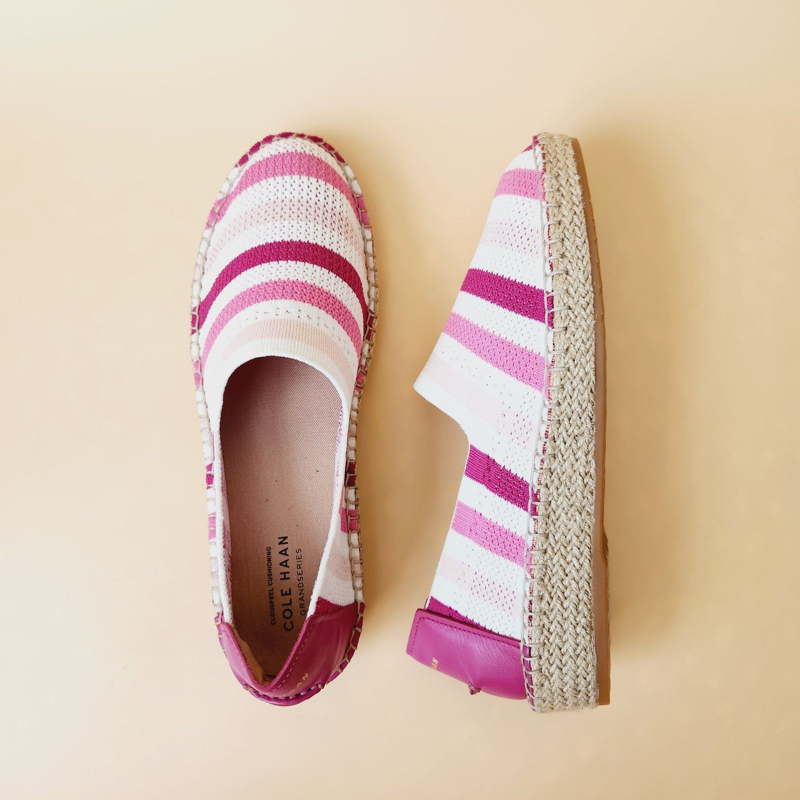 Cole Haan Cole Haan Women White/Pink Stripe Knit Espadrilles US 9.5 Size US 9.5 / IT 39.5 - 1 Thumbnail