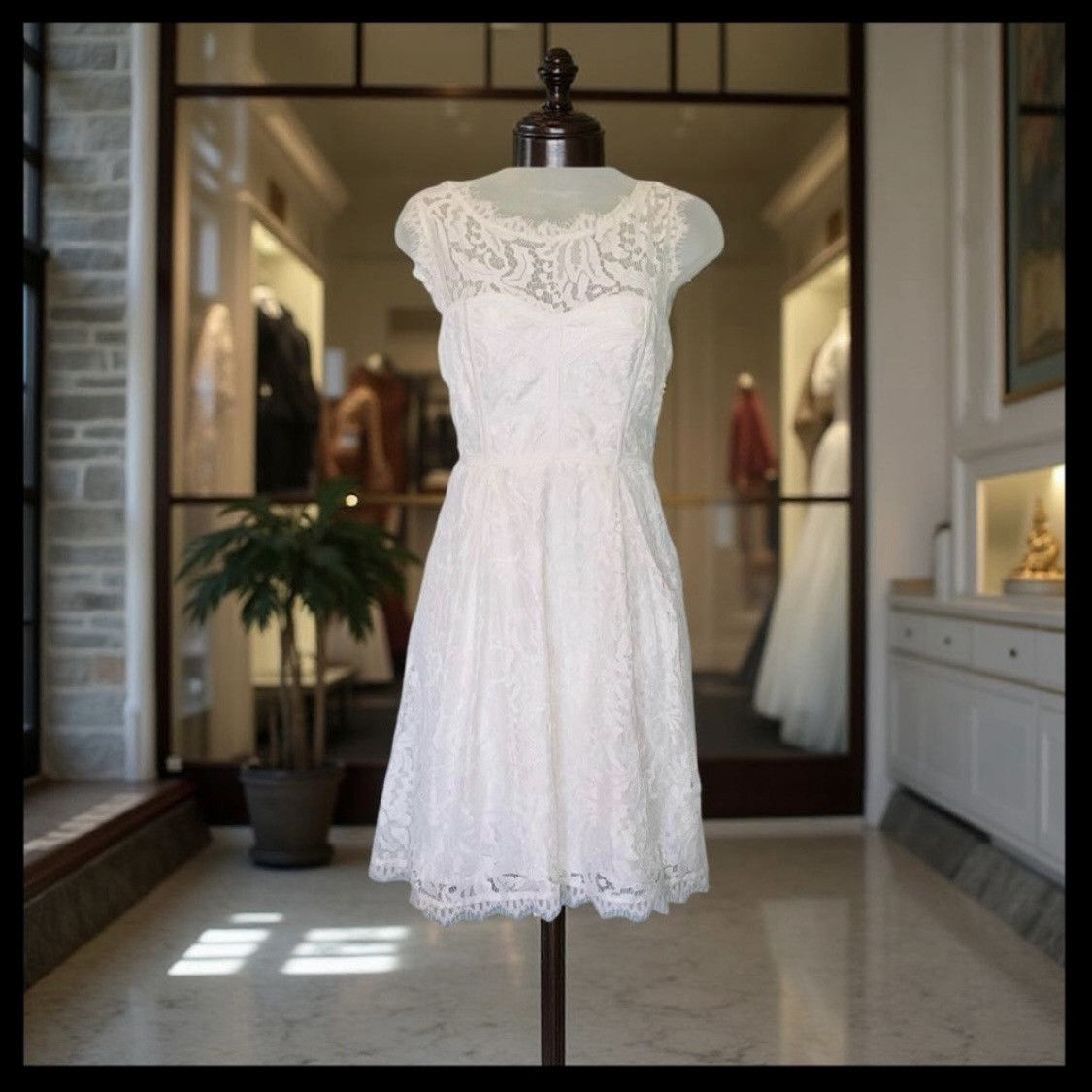 Designer NIKIBIKI White Lace Dress Size L / US 10 / IT 46 - 1 Thumbnail