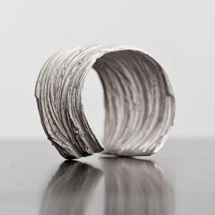 DETAJ Detaj Distressed Hair Texture 925 2-Tone Silver Bracelet Size ONE SIZE - 7 Thumbnail