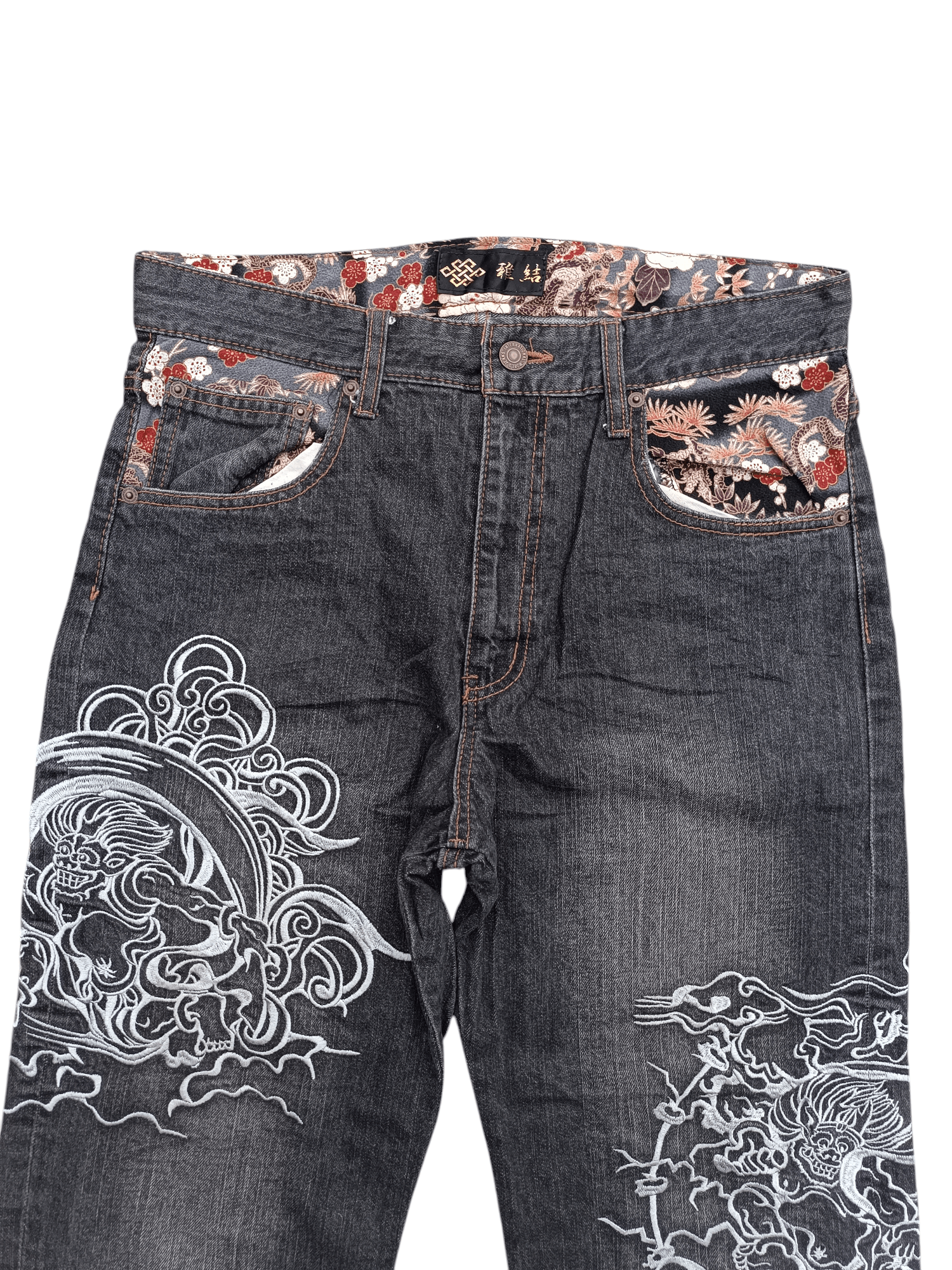 Japanese Brand × Kamakura × Tornado Mart RARE Japanese Brand Masai Dragon Embroidery Floral Denim Size US 32 / EU 48 - 2 Thumbnail