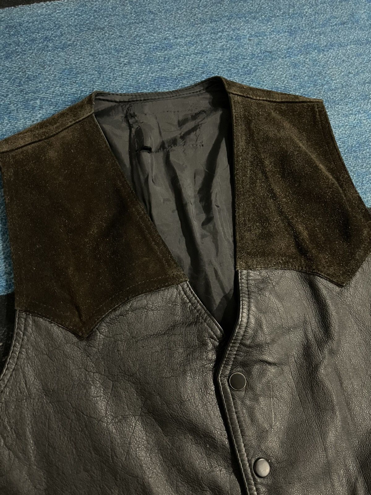 Leather × Vintage Vintage Cow Leather Snap Button Vest Size US M / EU 48-50 / 2 - 8 Thumbnail