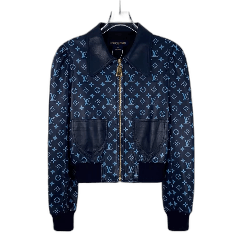 Louis Vuitton Louis Vuitton Blue Leather Logo Jacket -2505 Size S / US 4 / IT 40 - 1 Thumbnail