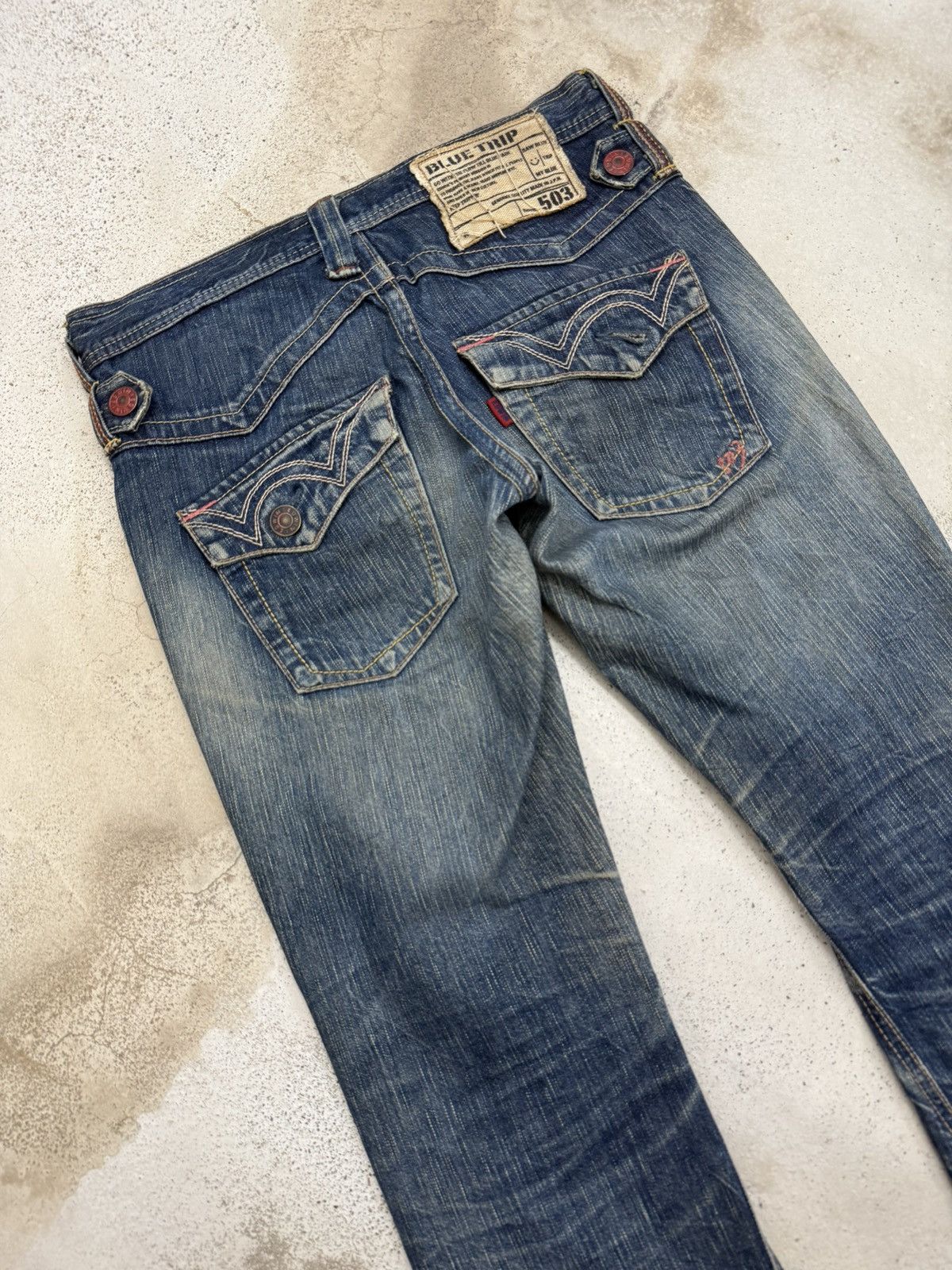 Edwin Vintage Edwin Blue Trip 503 Mudwash Dirty Distress Denim Size US 30 / EU 46 - 13 Thumbnail