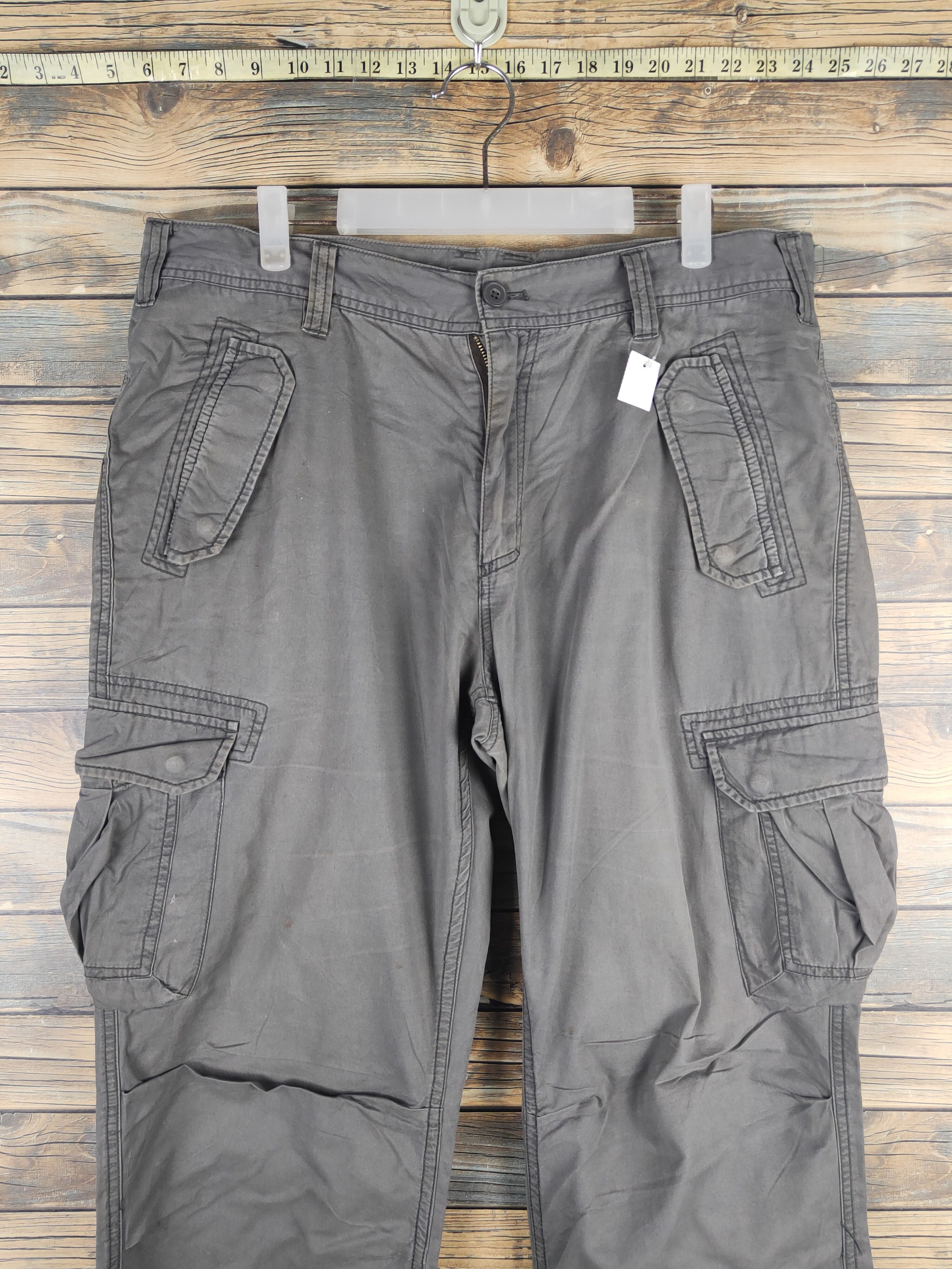 Japanese Brand DL Villand Olive Multipocket utility Cargo Pants #sp46-253T Size US 37 - 2 Thumbnail