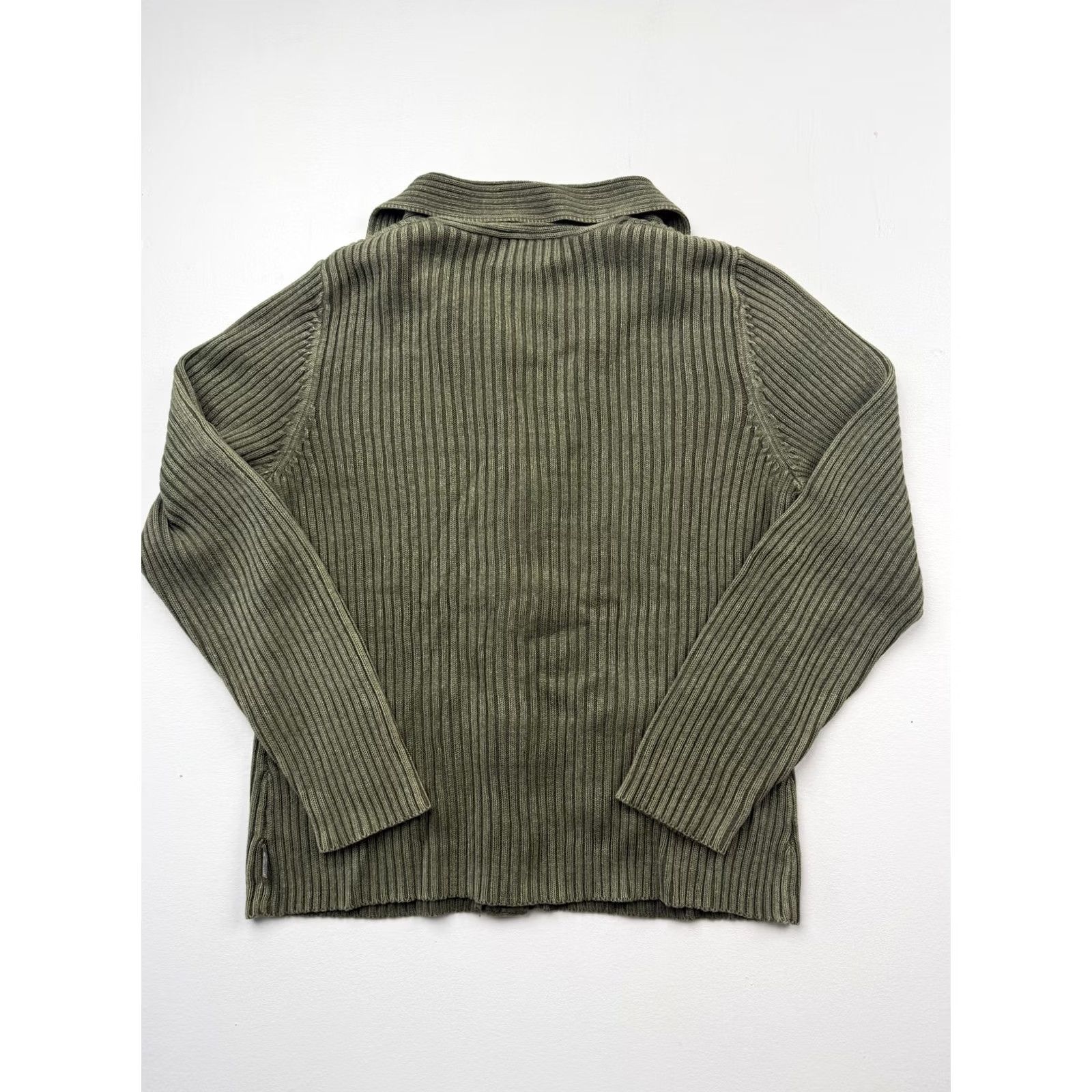 Vintage Woolrich Cardigan Sweater Womens Medium Green Collared Button Front Pockets Size M / US 6-8 / IT 42-44 - 2 Thumbnail