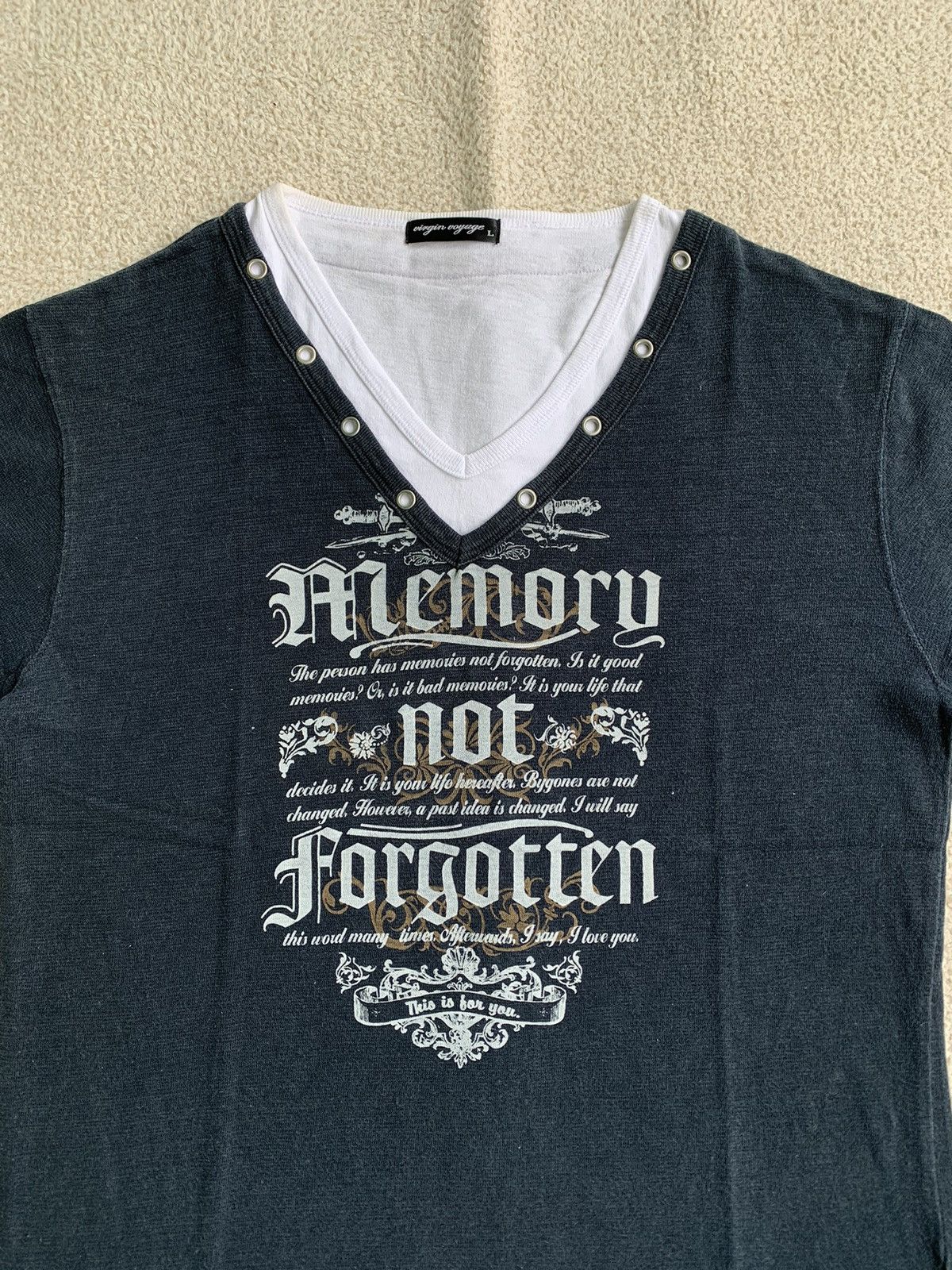 If Six Was Nine × Japanese Brand × Le Grande Bleu (L.G.B.) VTG Virgin Voyage Double Layered Poem T Shirt Size US M / EU 48-50 / 2 - 3 Thumbnail