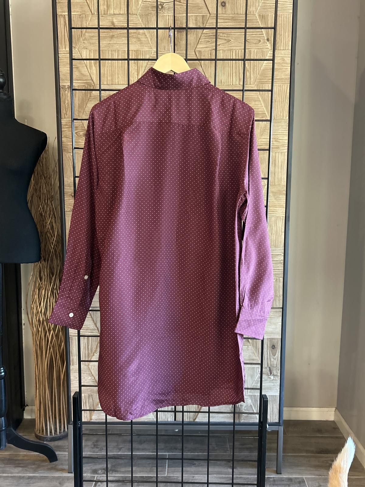 Designer NWT Thakoon Shirt Dress Large Maroon Small Silk Oversized Size S / US 4 / IT 40 - 6 Thumbnail