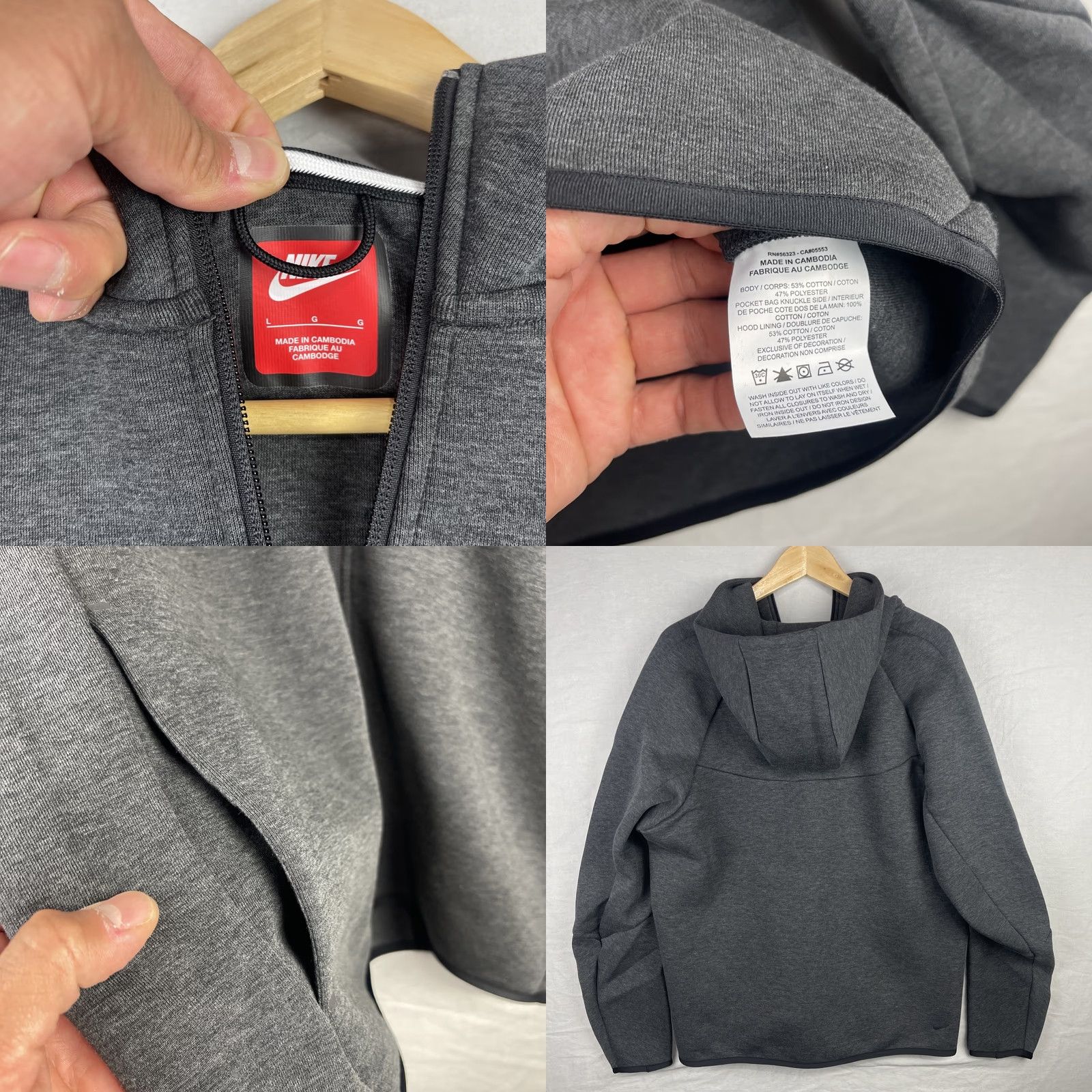 Nike Nike Tech Fleece Hoodie Mens Large Black Heather Full Zip Jacket HV0949-032 Size US L / EU 52-54 / 3 - 9 Thumbnail