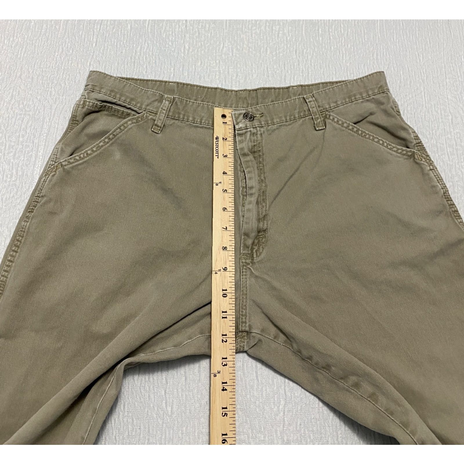 Wrangler VINTAGE Wrangler Carpenter Pants Mens 36x30 Beige Slim Relaxed Regular Straight Cotton Knit Logo Pockets Workwear Casual Travel 94OR0BH Size US 36 / EU 52 - 5 Thumbnail