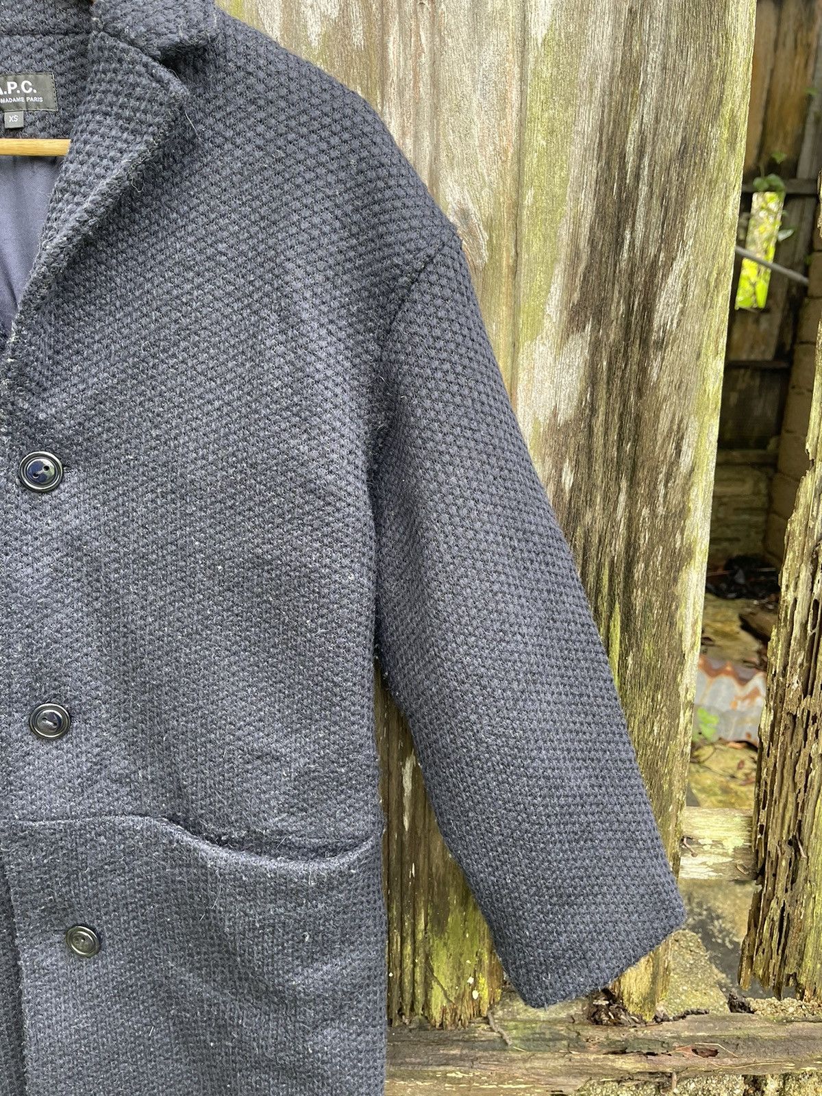 A.P.C. A.P.C. Wool Blend Textured Coat XS Black Size US XS / EU 42 / 0 - 7 Thumbnail