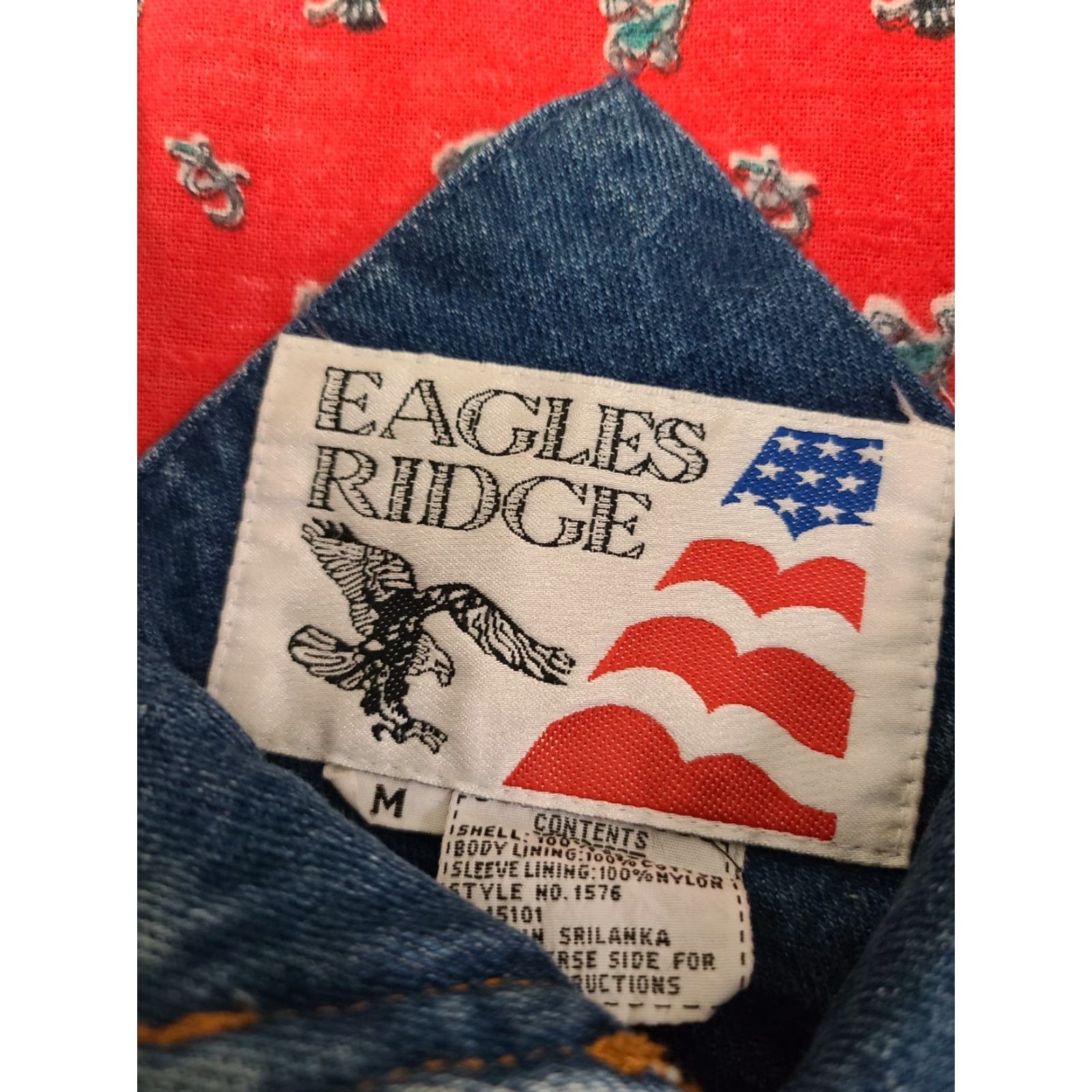 Native VINTAGE Eagles Ridge Denim Blue Jean Jacket Coat M Adults Blue 80s 90s Western Bohemian Cowboy Southwestern Lined Cotton Jacket Mens Size US 31 - 3 Thumbnail