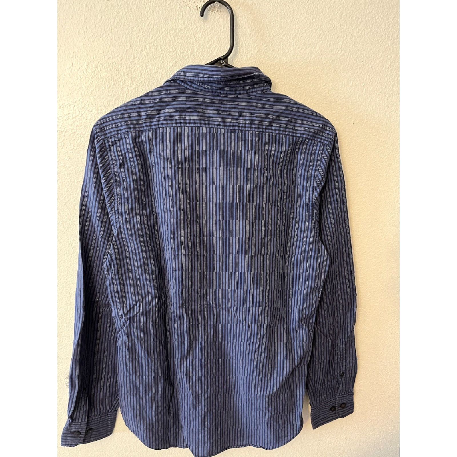 Express VINTAGE EXPRESS Dress Shirt Blue Striped 100% Cotton Regular Fit Sz Small Mens Vintage Modern Shirt Size 36R - 3 Thumbnail