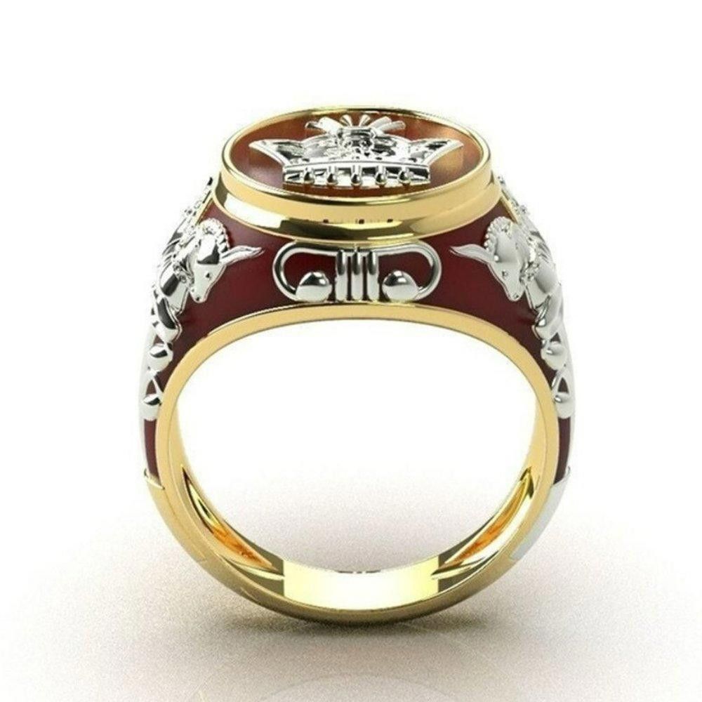 Designer Men's King Horse Two-tone Knight Ring - Size 11 Size ONE SIZE - 4 Thumbnail