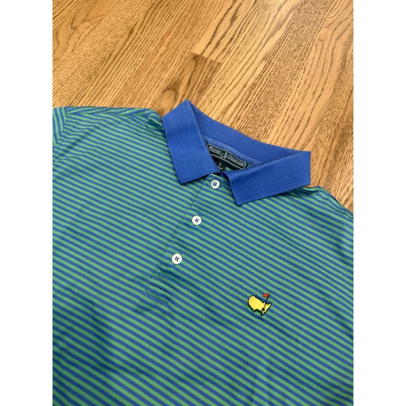 Vintage Masters Augusta National Golf Club Collection Polo Shirt Mens Large Green Blue Stripe Size US L / EU 52-54 / 3 - 3 Thumbnail