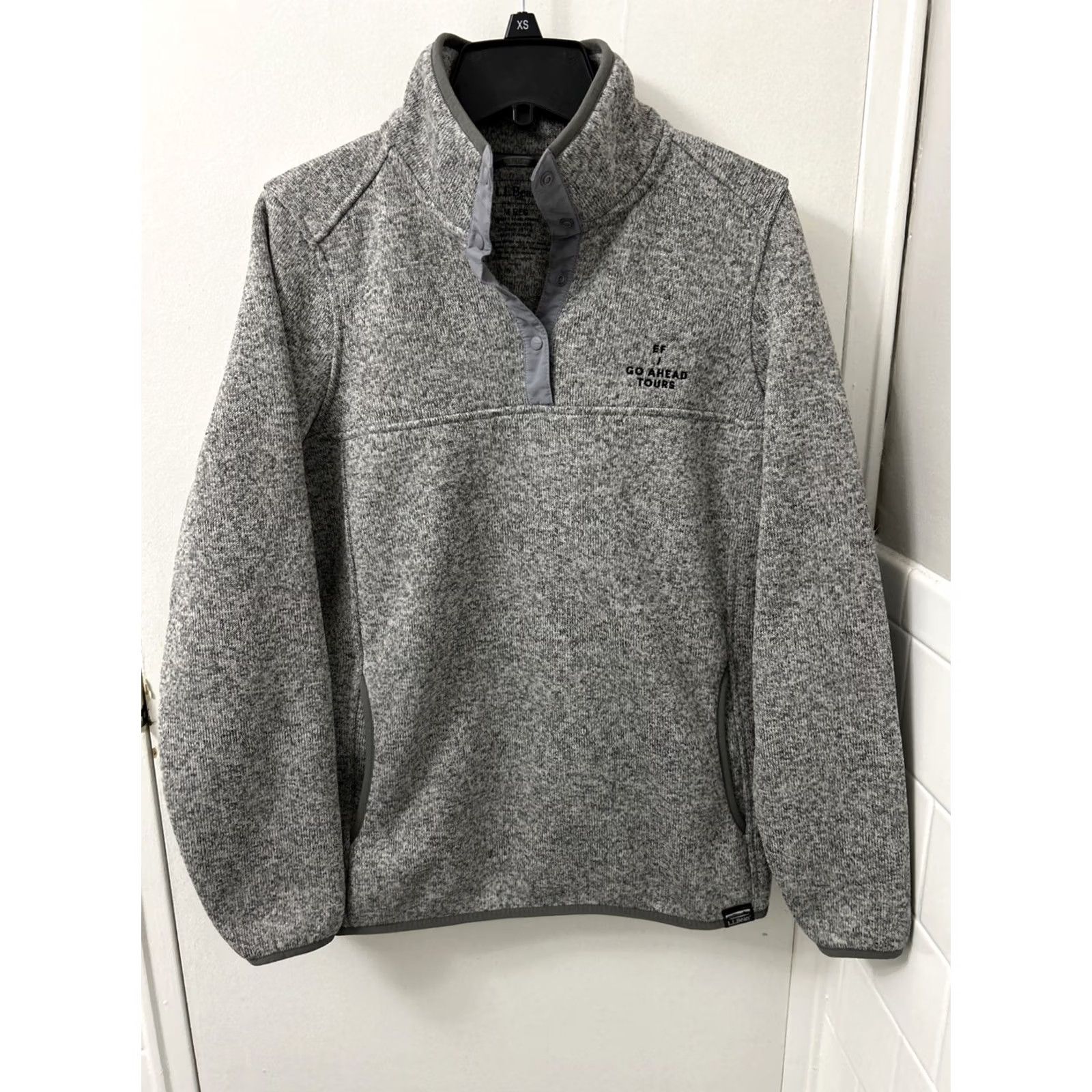 Vintage VINTAGE LL Bean Sweater Fleece Pullover Womens M Gray Kangaroo Pockets 1/4 Snap 506473 Size M / US 6-8 / IT 42-44 - 2 Thumbnail