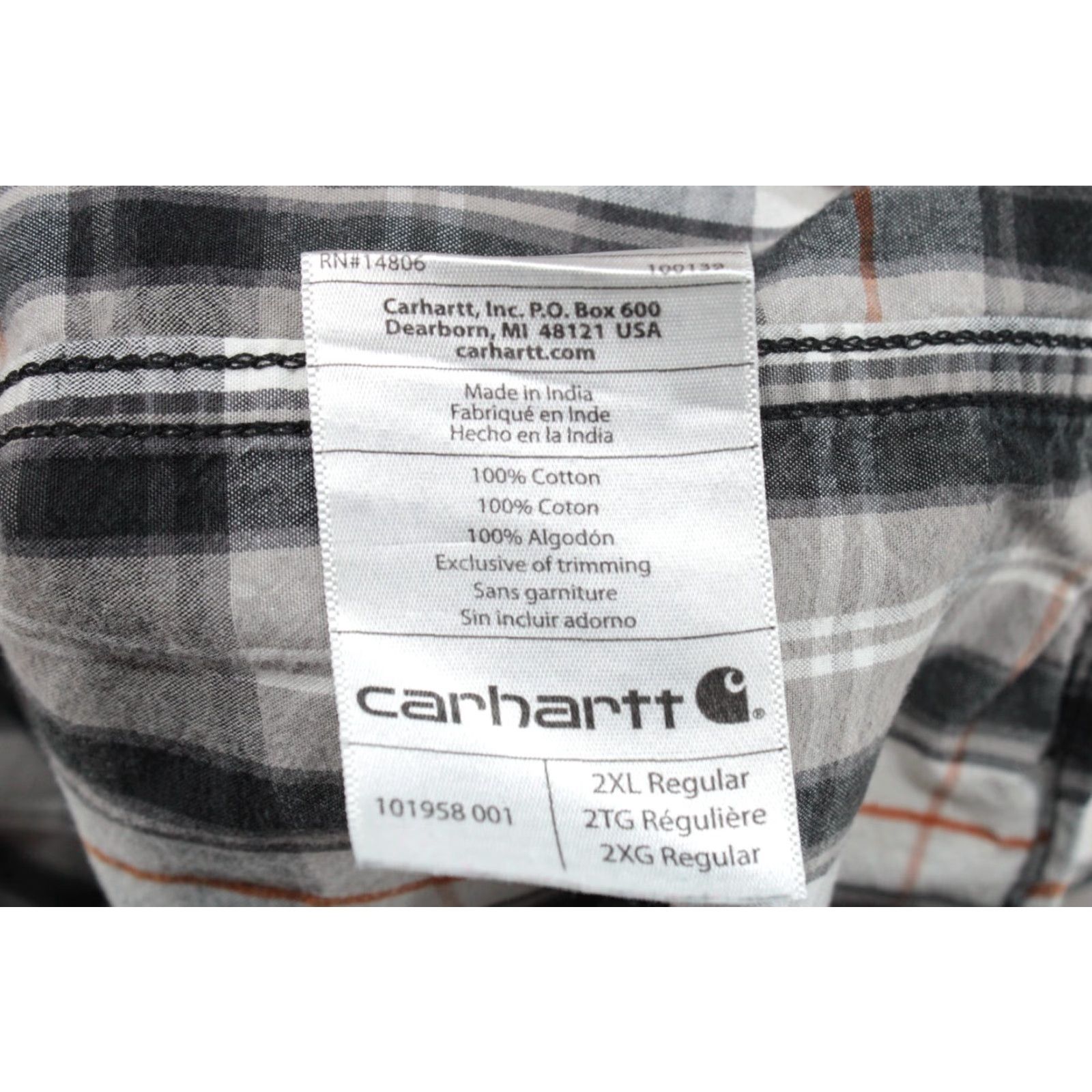 Carhartt Carhartt Shirt Mens 2XL Black Gray Plaid Relaxed Fit Short Sleeve Button-Up Work Size US XXL / EU 58 / 5 - 5 Thumbnail