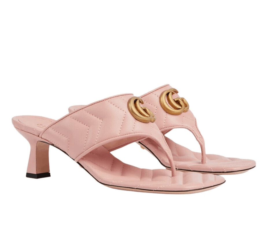 double G leather thong sandal pink