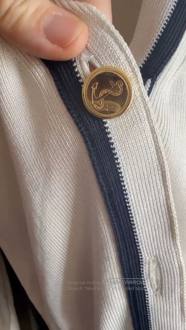 Thom Browne Thom Browne Beige Knit Cardigan with Gold Buttons Size US S / EU 44-46 / 1 - 1 Thumbnail