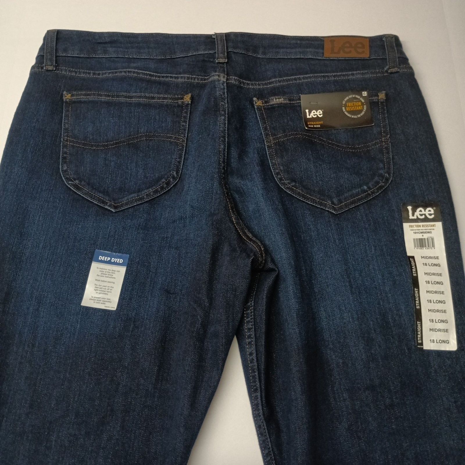 Lee Lee Straight Jeans Women's 18 Long Size 38x31 Blue Mid Rise Size 40" / US 18 - 8 Thumbnail