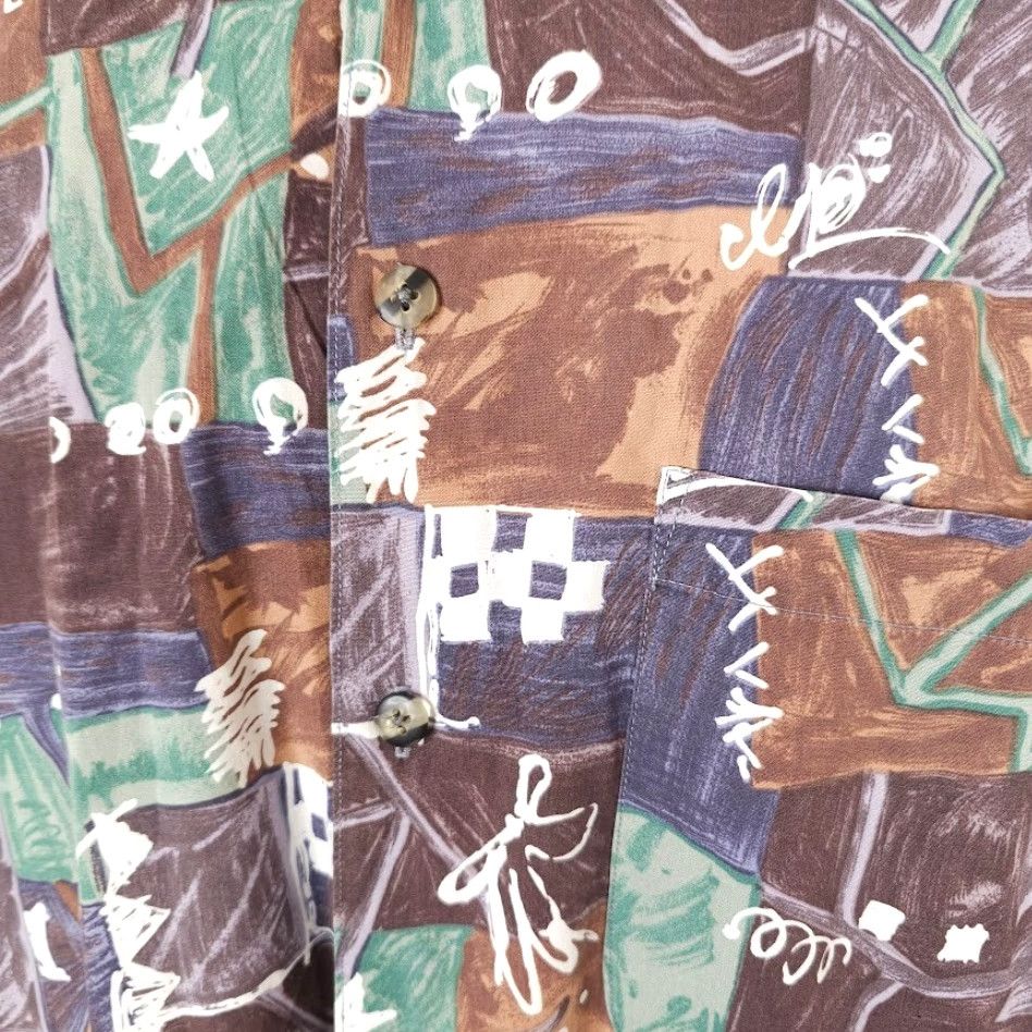 Vintage VINTAGE Basic Elements Camp Shirt Mens Size M 90s All Over Print Relaxed Fit Brown Cotton Button-Down Collar Short Sleeve Geometric Pattern 90s Mens Size US M / EU 48-50 / 2 - 3 Thumbnail