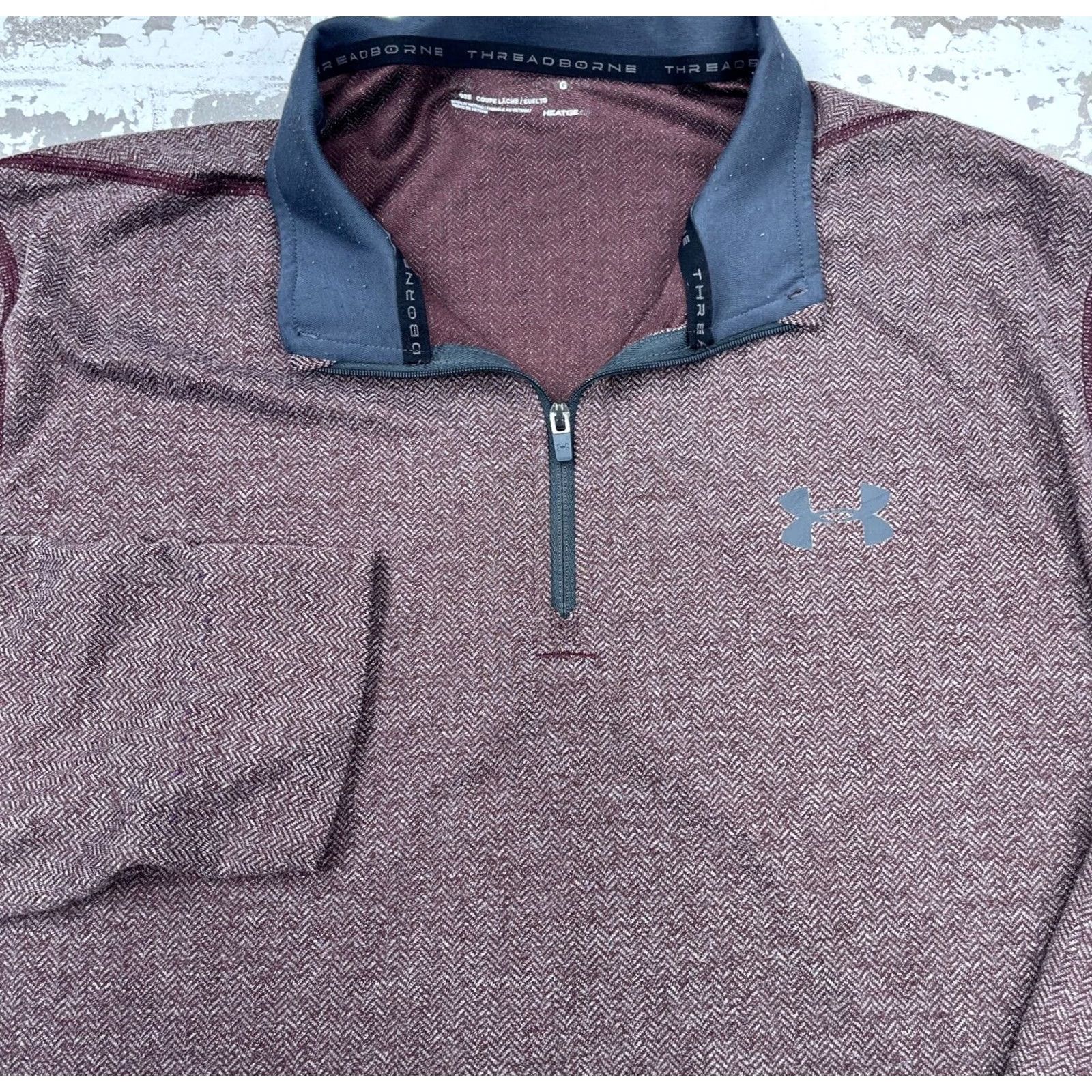 Under Armour Under armour Shirt Mens XL Red Men Maroon Pullover Quarter Zio Herringbone Threadborne Size US XL / EU 56 / 4 - 3 Thumbnail