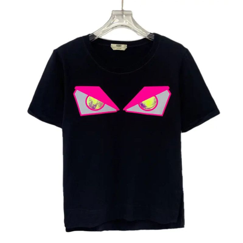 Fendi Black Cotton T-Shirt with Eye Print 0089