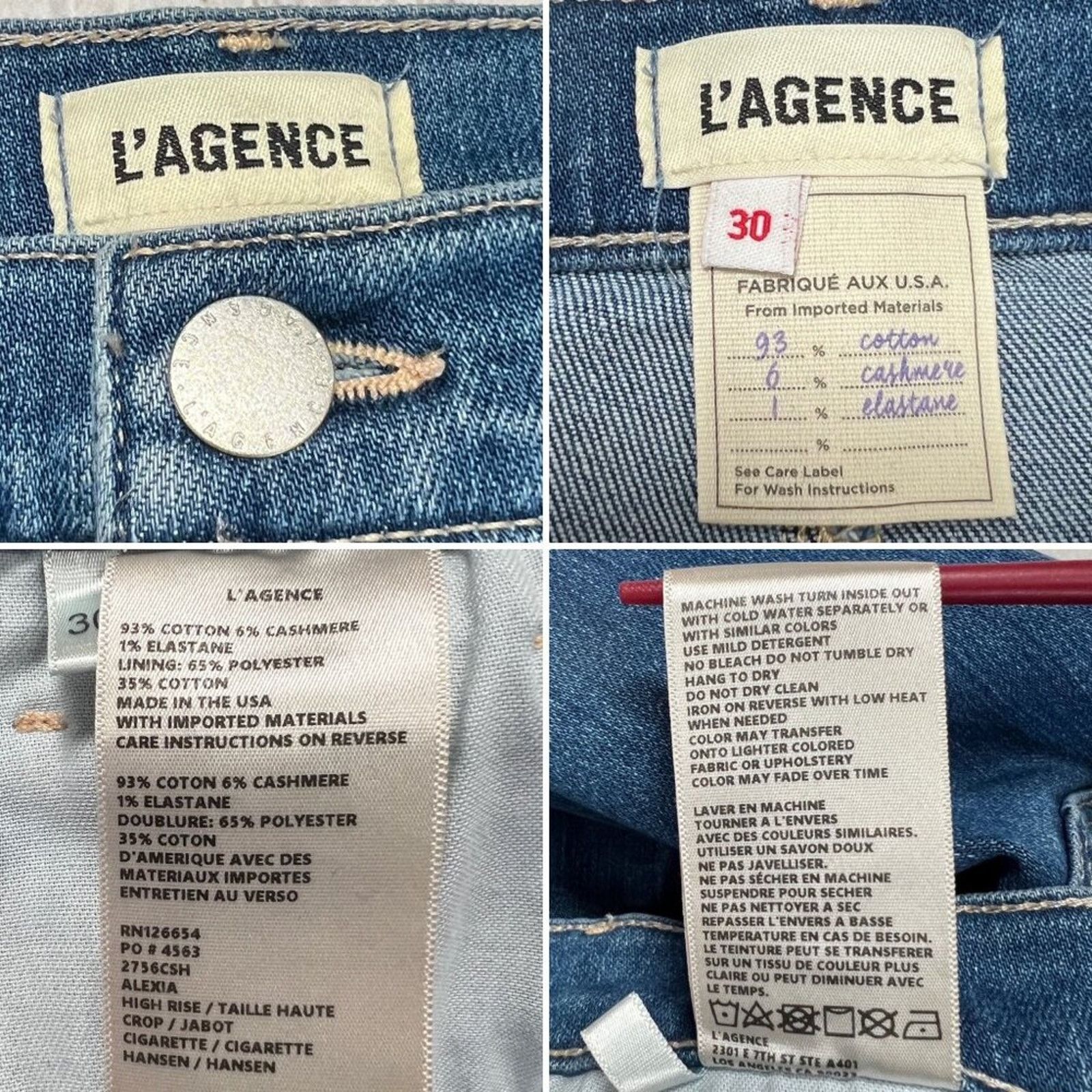 L'AGENCE L'AGENCE Hansen High Rise Crop Jeans Blue 30x27 Size 30" / US 8 / IT 44 - 3 Thumbnail