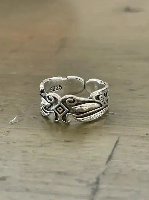 Jewelry x Vintage Third-Eye Punk Abstract Ring in Silver, Men's