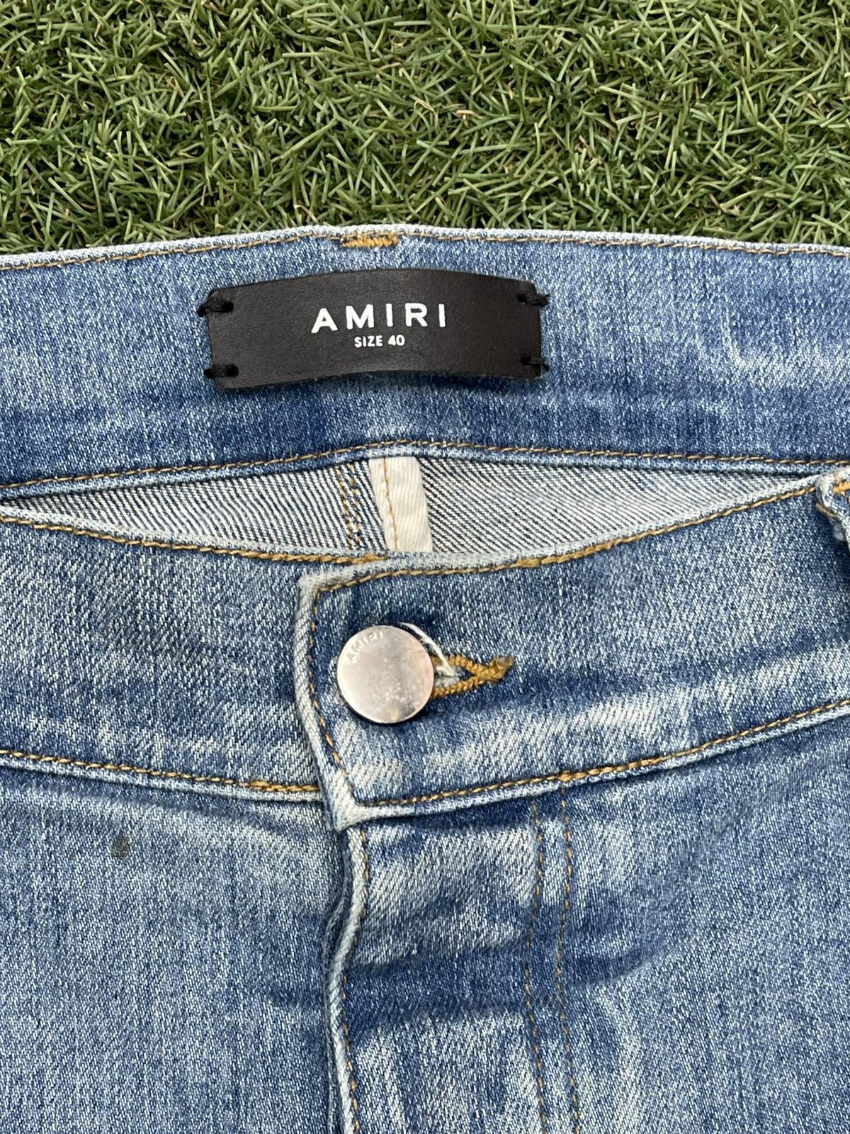 Amiri Size 40 - Amiri Blue Denim Brown Patch Jeans $1090 Retail Size US 40 / EU 56 - 4 Thumbnail