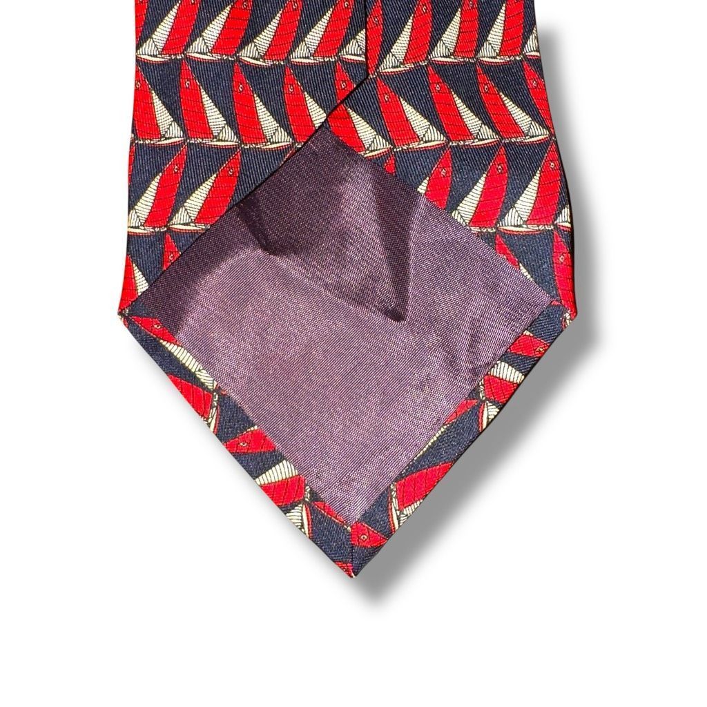 Polo Ralph Lauren Polo Ralph Lauren Red & Navy Boat Print 100% Silk Handmade i Size ONE SIZE - 3 Thumbnail