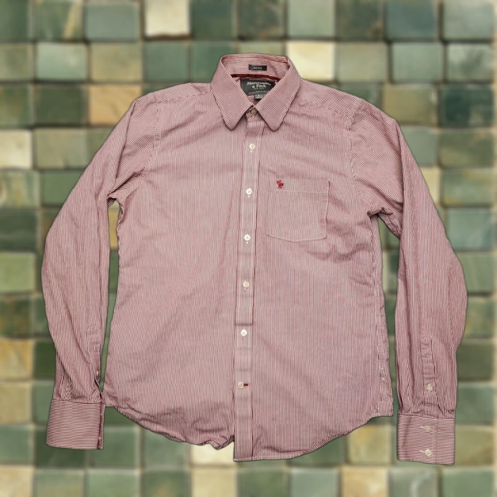 Abercrombie & Fitch VINTAGE Abercrombie & Fitch Shirt Mens Large Red White Striped Muscle Fit Button Down Size US L / EU 52-54 / 3 - 1 Thumbnail
