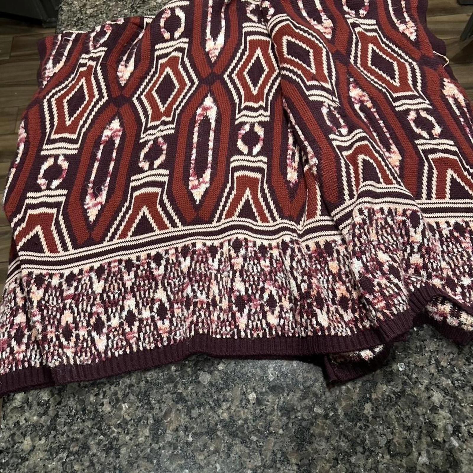 Mossimo Mossimo Women's Multi and Burgundy Cardigan Size L / US 10 / IT 46 - 6 Thumbnail