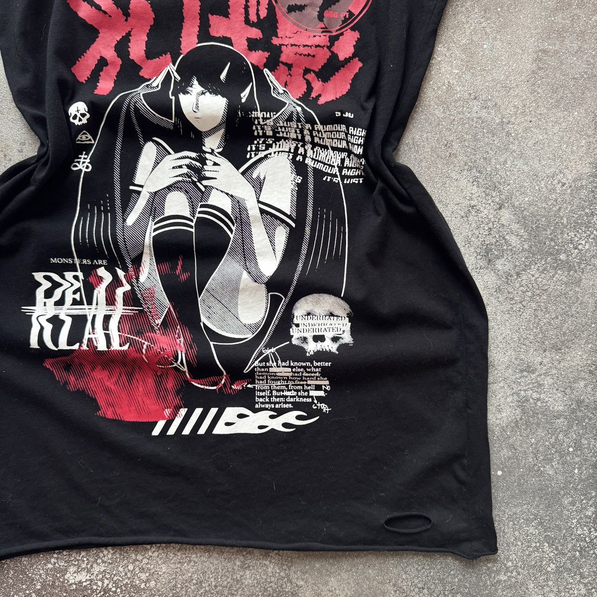 Killstar Killstar Y2K Gothic Punk Distressed Long T-Shirt / Dress Size S / US 4 / IT 40 - 7 Thumbnail