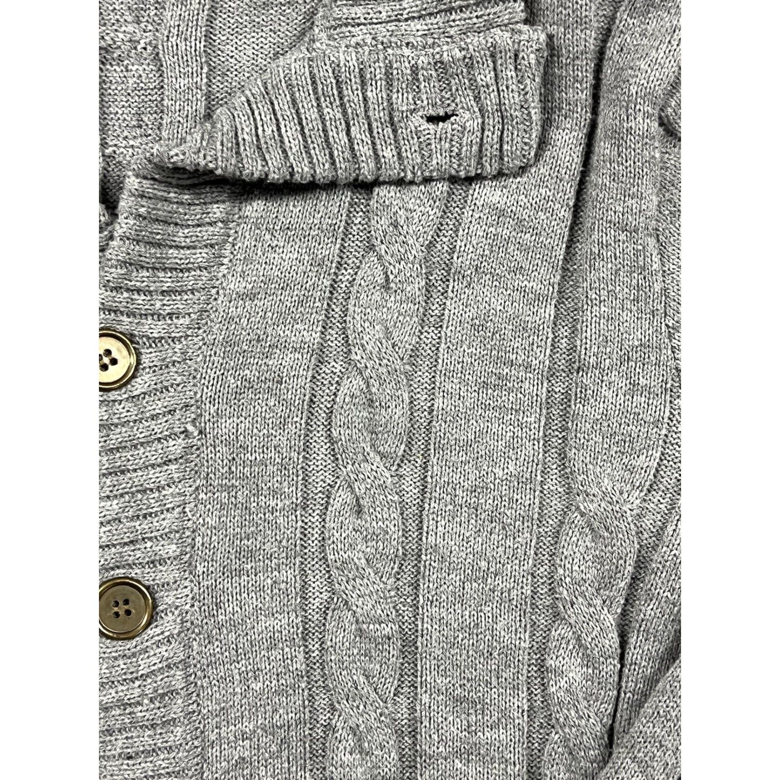 Vintage Paul Jones Men’s Sweater Cardigan Cable-Knit Collared Button Down XL Gray Size US XL / EU 56 / 4 - 6 Thumbnail