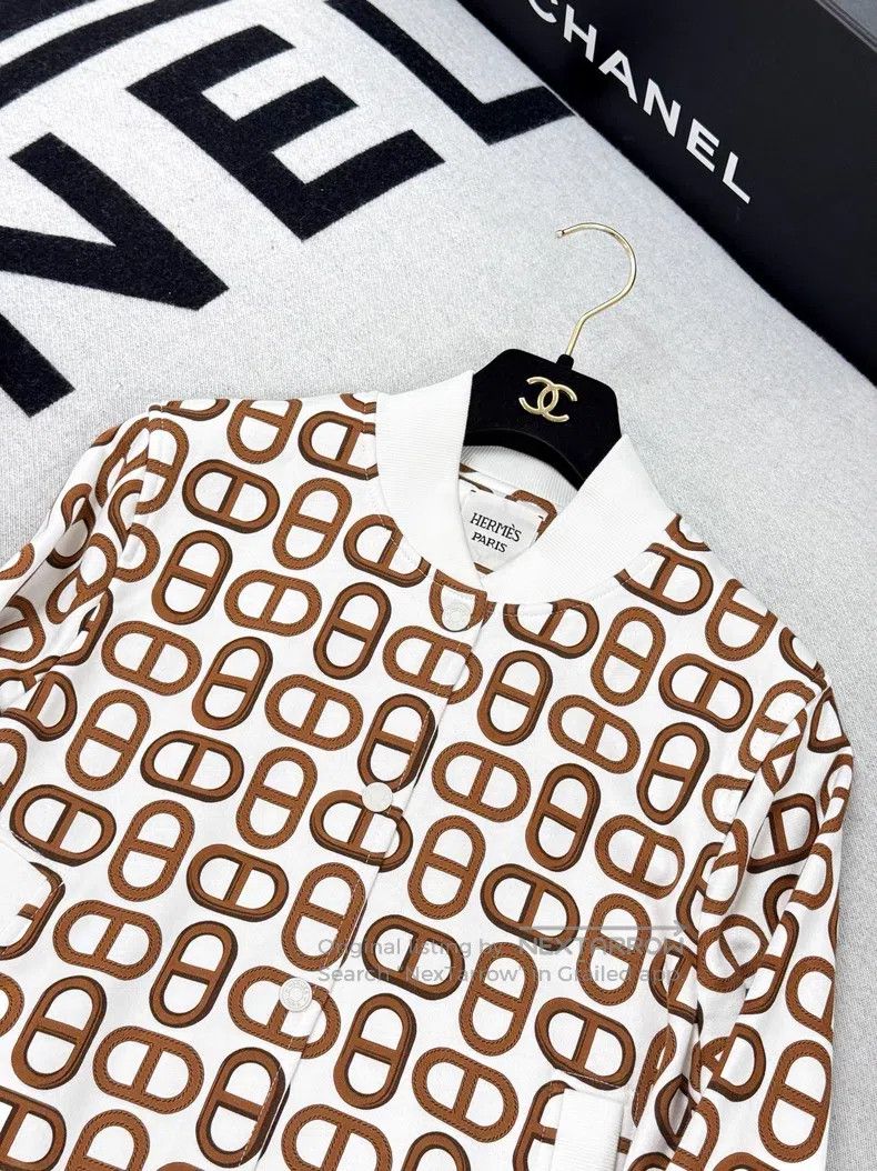 Hermes Hermes Pig Nose Logo White with Orange and Brown Full Prin Size XS / US 0-2 / IT 36-38 - 6 Thumbnail