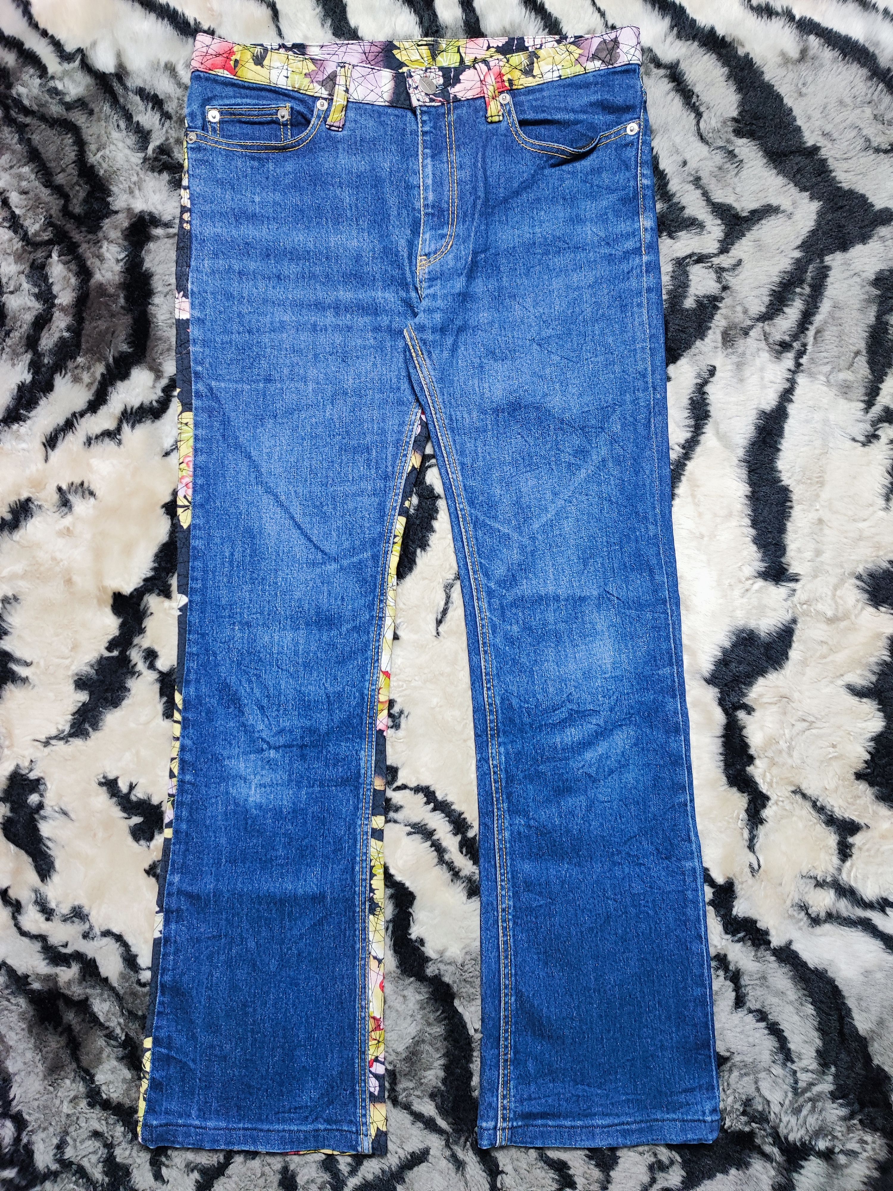 Japanese Brand Made In Japan Glamdy Flower Printed Denim Pants Size US 30 / EU 46 - 2 Thumbnail