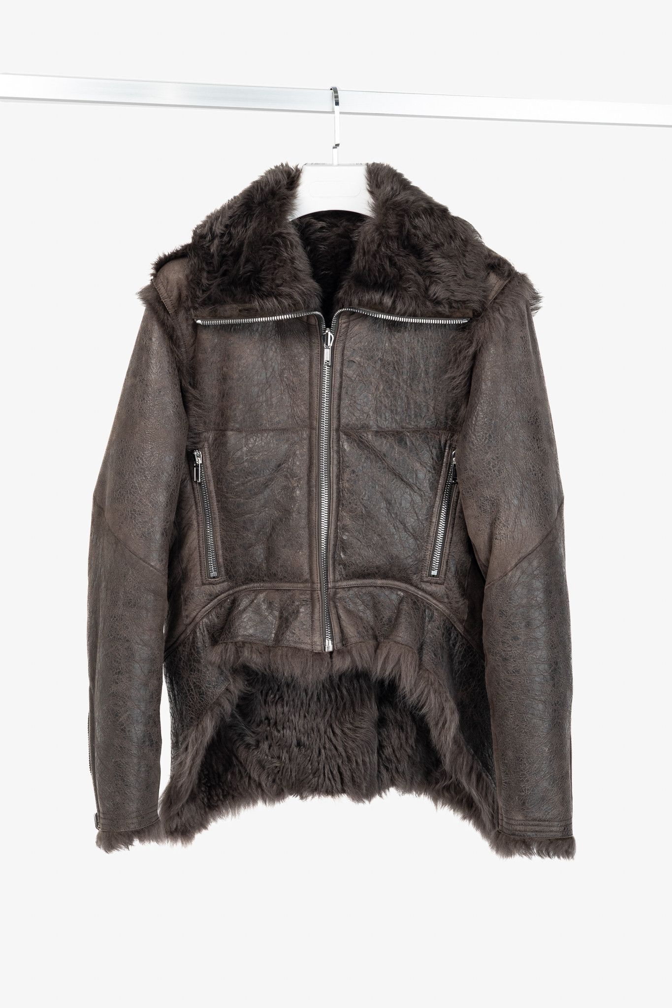 Rick Owens RICK OWENS fur collar leather jacket Blouson Woman