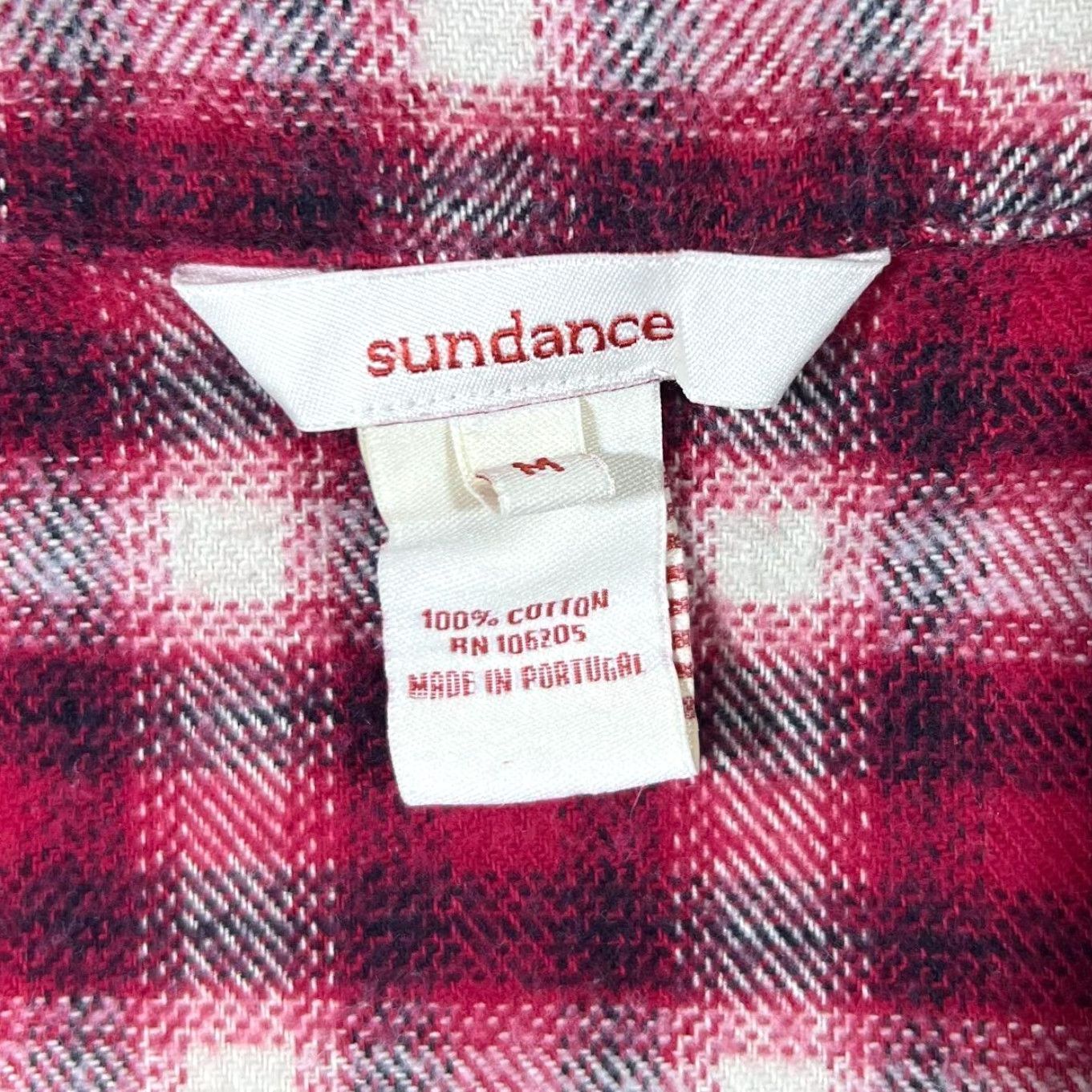 Vintage Sundance Shirt Womens M Frilled Trim Long Sleeve Flannel Cotton Tartan Check Red/Black/White 100% Cotton Portugal Size M / US 6-8 / IT 42-44 - 5 Thumbnail