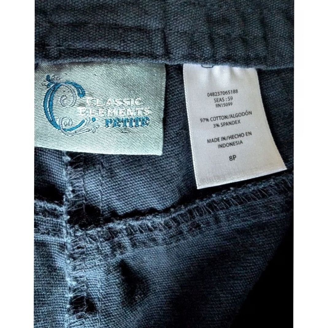 Vintage Navy Blue Classic Elements Petite Straight Leg Pants Womens 8P Cotton Blend Stretch Workwear Preppy Flat Front Dark Academia Bottoms Size 30" / US 8 / IT 44 - 6 Thumbnail
