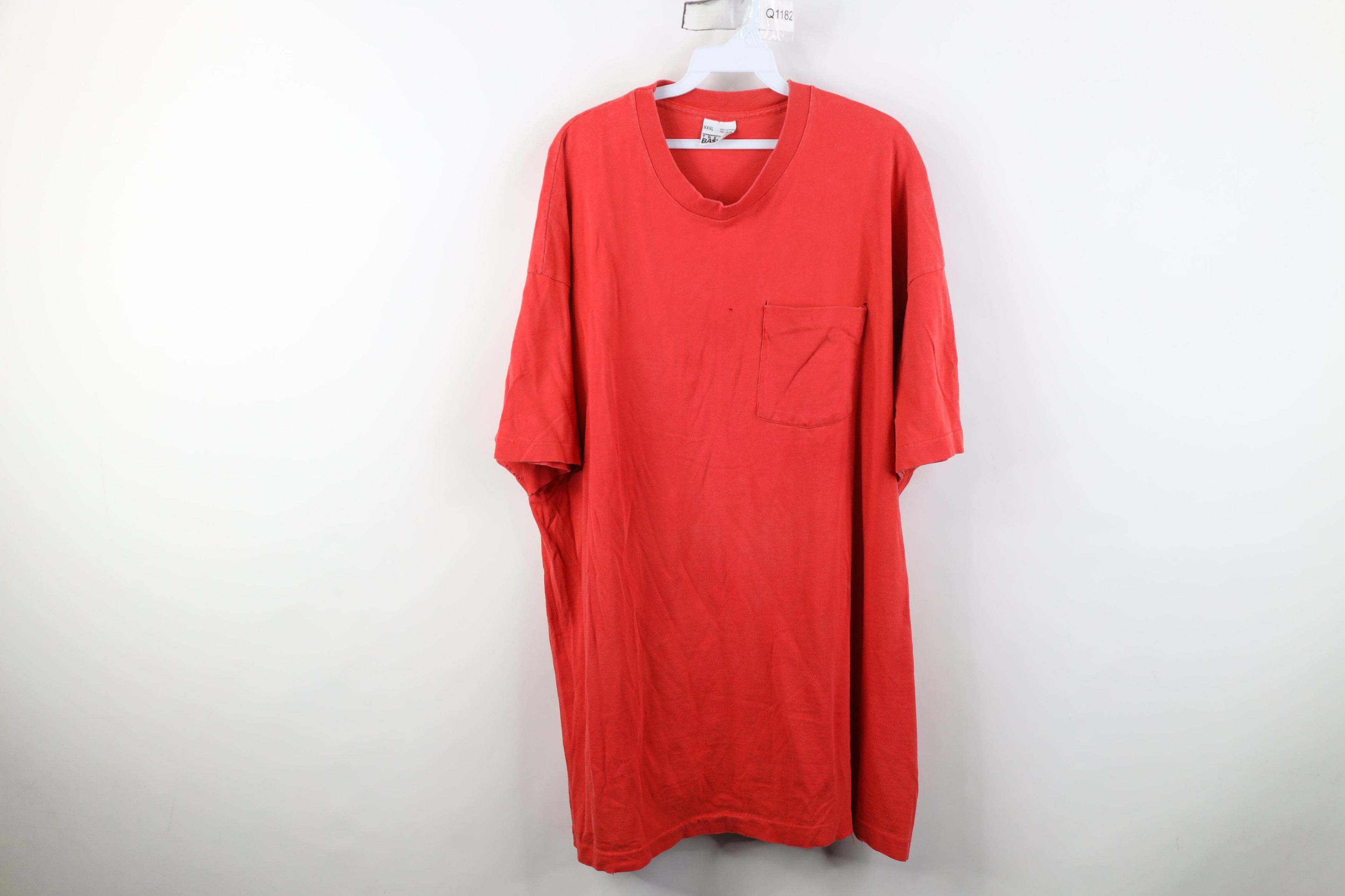 Vintage Vintage 90s Streetwear Blank Cotton Pocket T-Shirt Red USA Size US XXL / EU 58 / 5 - 1 Thumbnail