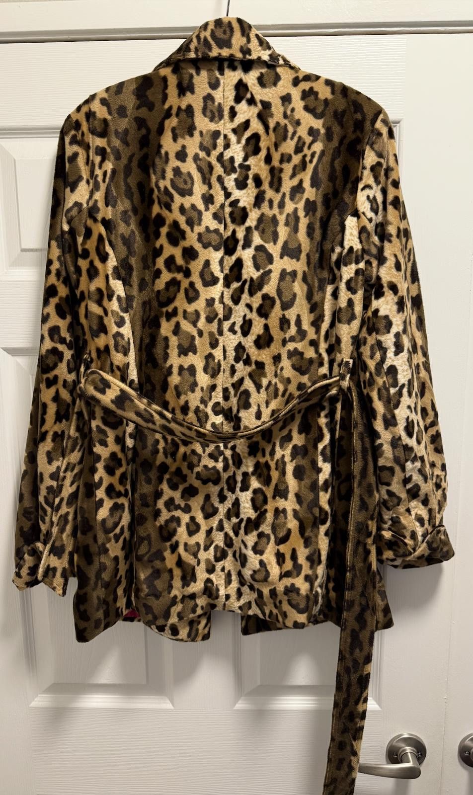 Express Express Leopard Print Belted Coat M Faux Fur Burning Man )'( Size ONE SIZE - 7 Thumbnail