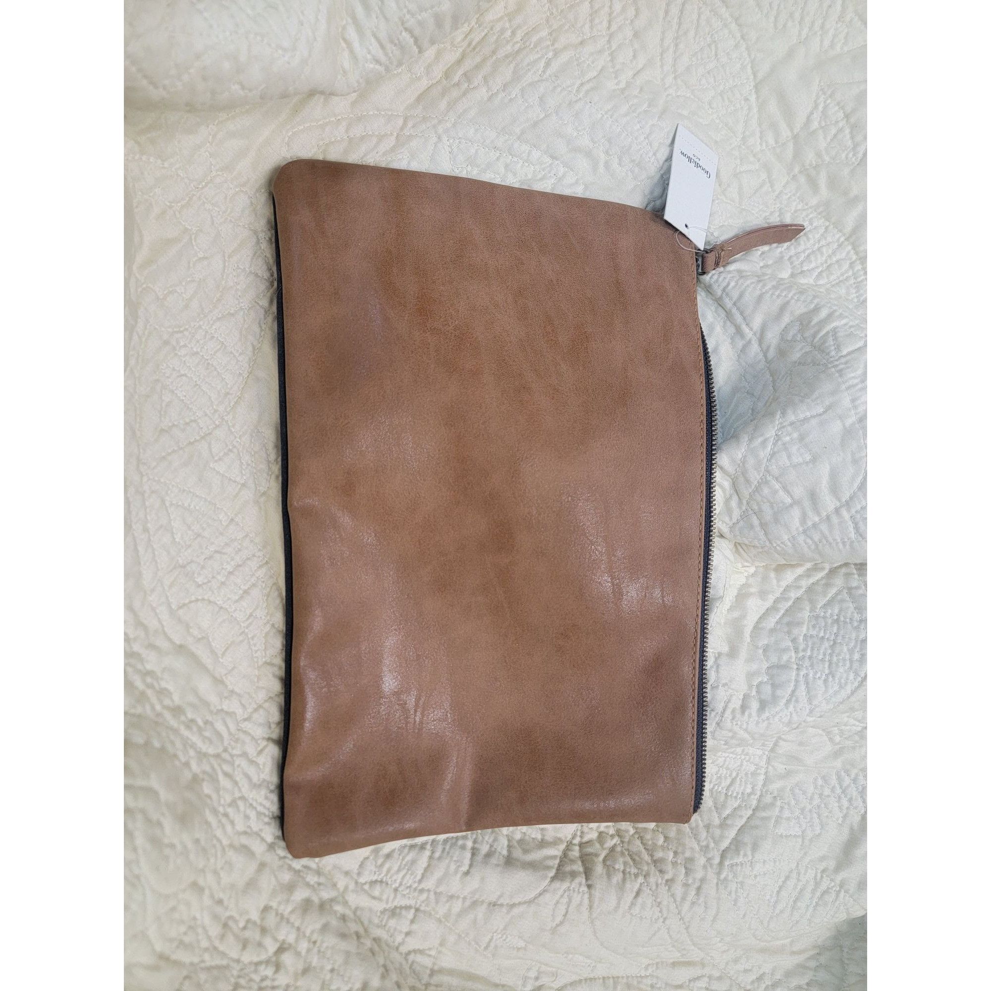 Other Faux Leather & Canvas Zippered Clutch Bag With Dual Compartm Size ONE SIZE - 5 Thumbnail