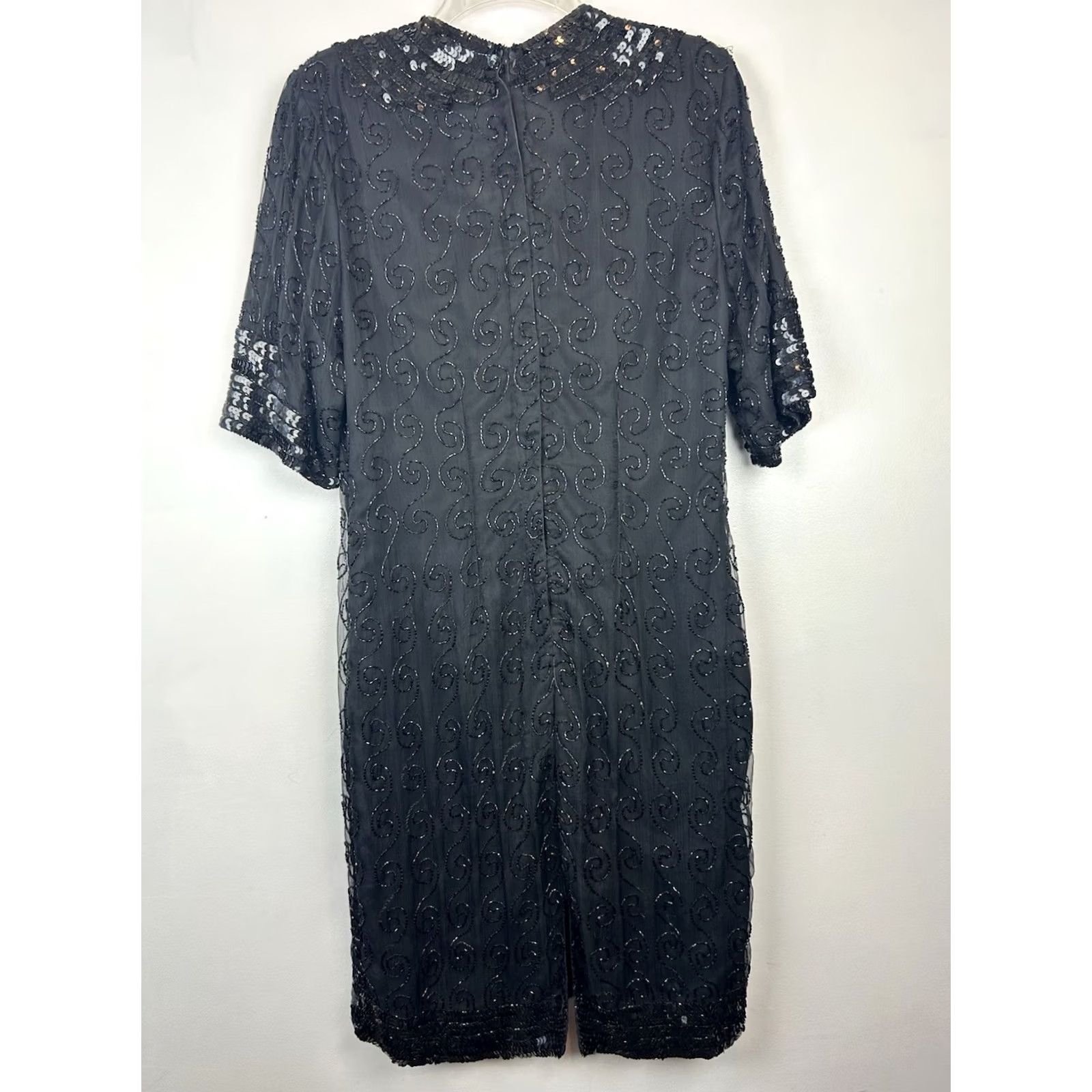 Vintage VINTAGE Black Silk Sequin Beaded Cocktail Dress Women Medium Size M / US 6-8 / IT 42-44 - 8 Thumbnail