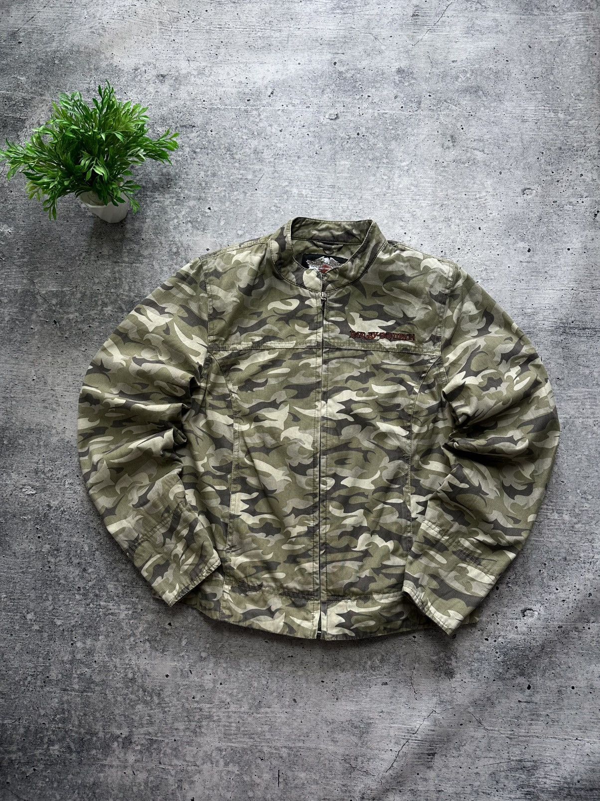 Harley Davidson Vintage Harley Davidson Motorcycle Camo Moto Y2K Jacket! Size M / US 6-8 / IT 42-44 - 2 Thumbnail