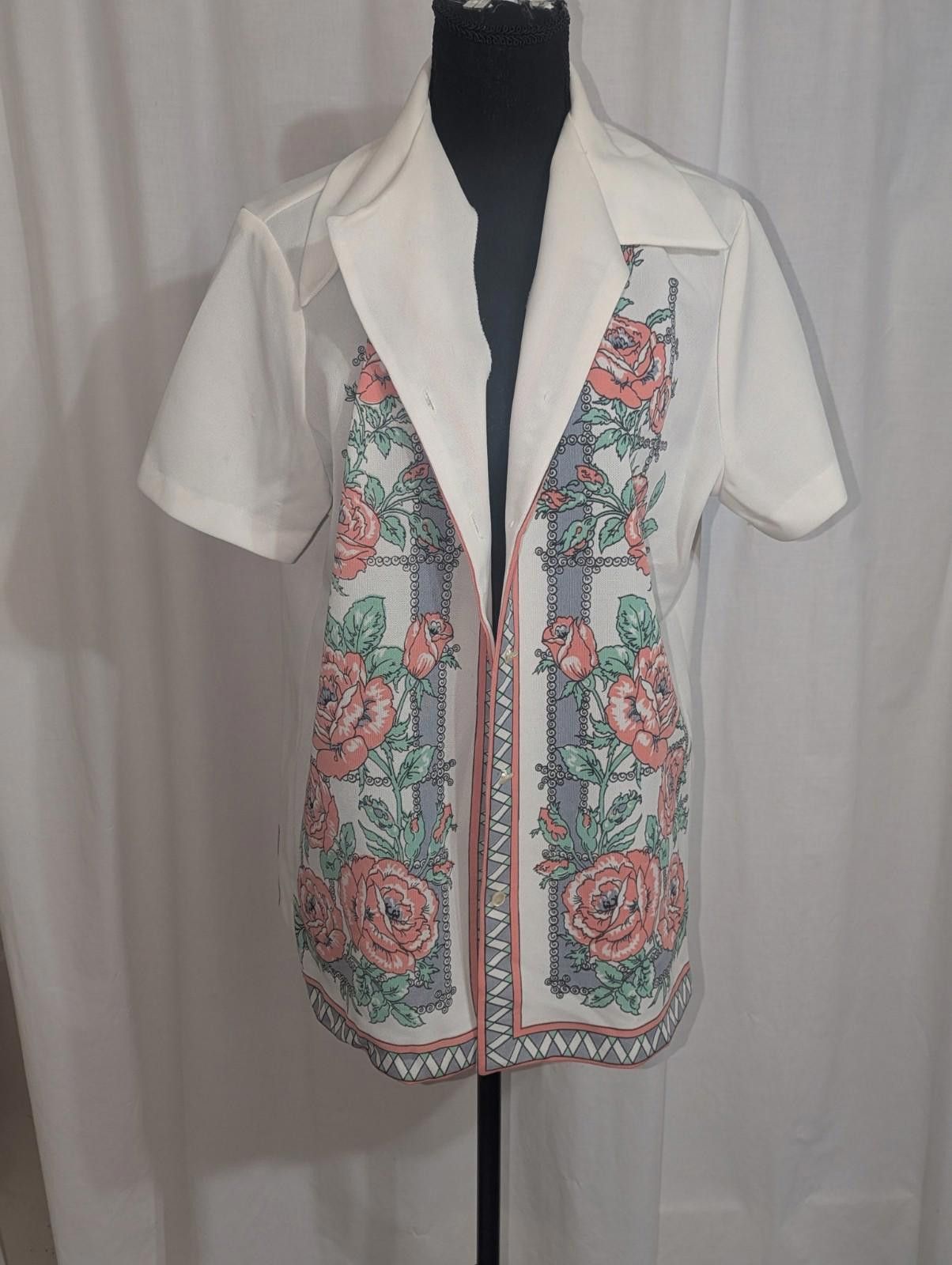 Handmade VTG Handmade 60s 70s Rose Print Polyester Button Up Shirt XL Size XL / US 12-14 / IT 48-50 - 2 Thumbnail