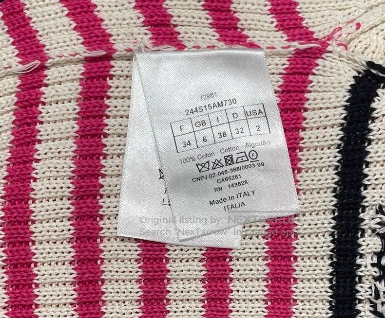 Dior Dior Pink and white striped jacquard knitted short sleeves Size XXS / US 00 / IT 34 - 5 Thumbnail