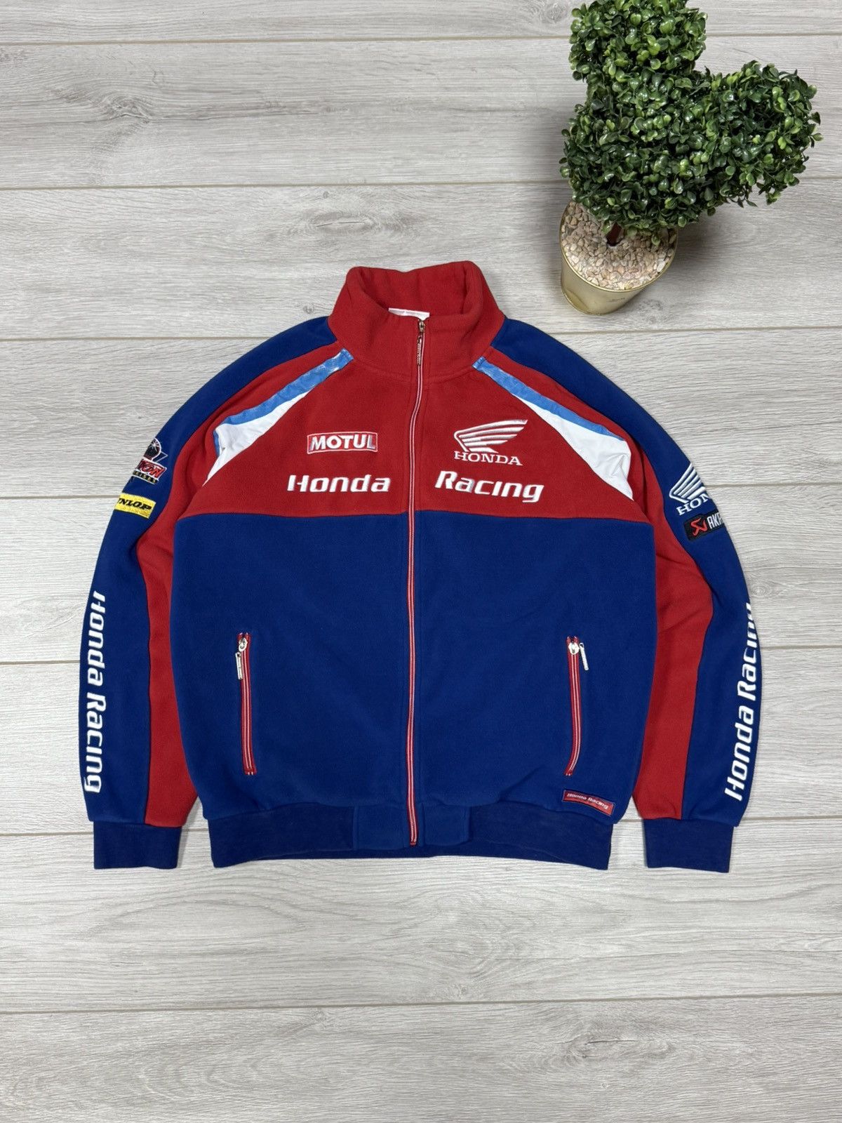 Honda Honda racing fleece zip jacket red blue big logo Size US M / EU 48-50 / 2 - 1 Thumbnail